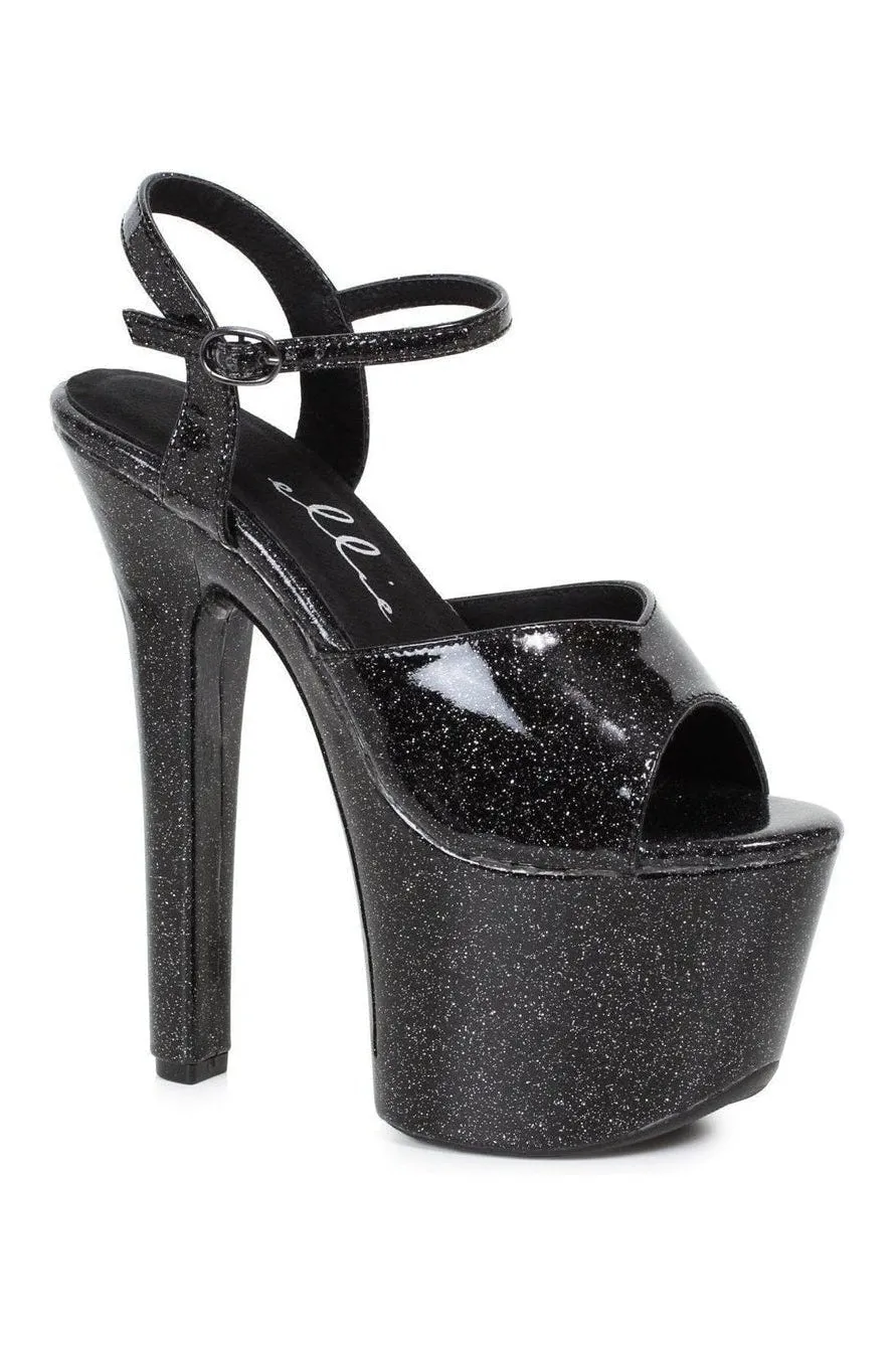 711-BABBLE Stripper Sandal | Black Glitter