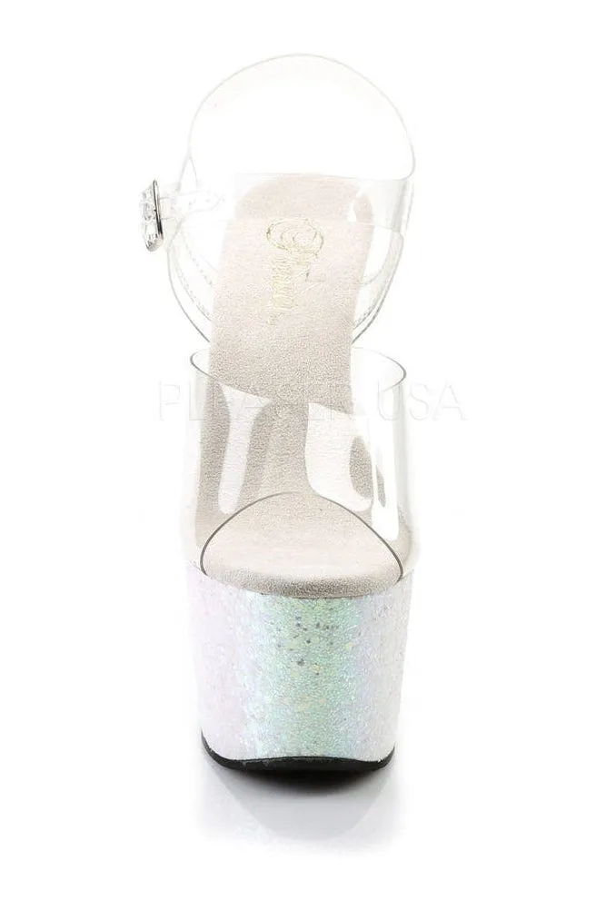 ADORE-708LG Platform Sandal  | Clear Vinyl