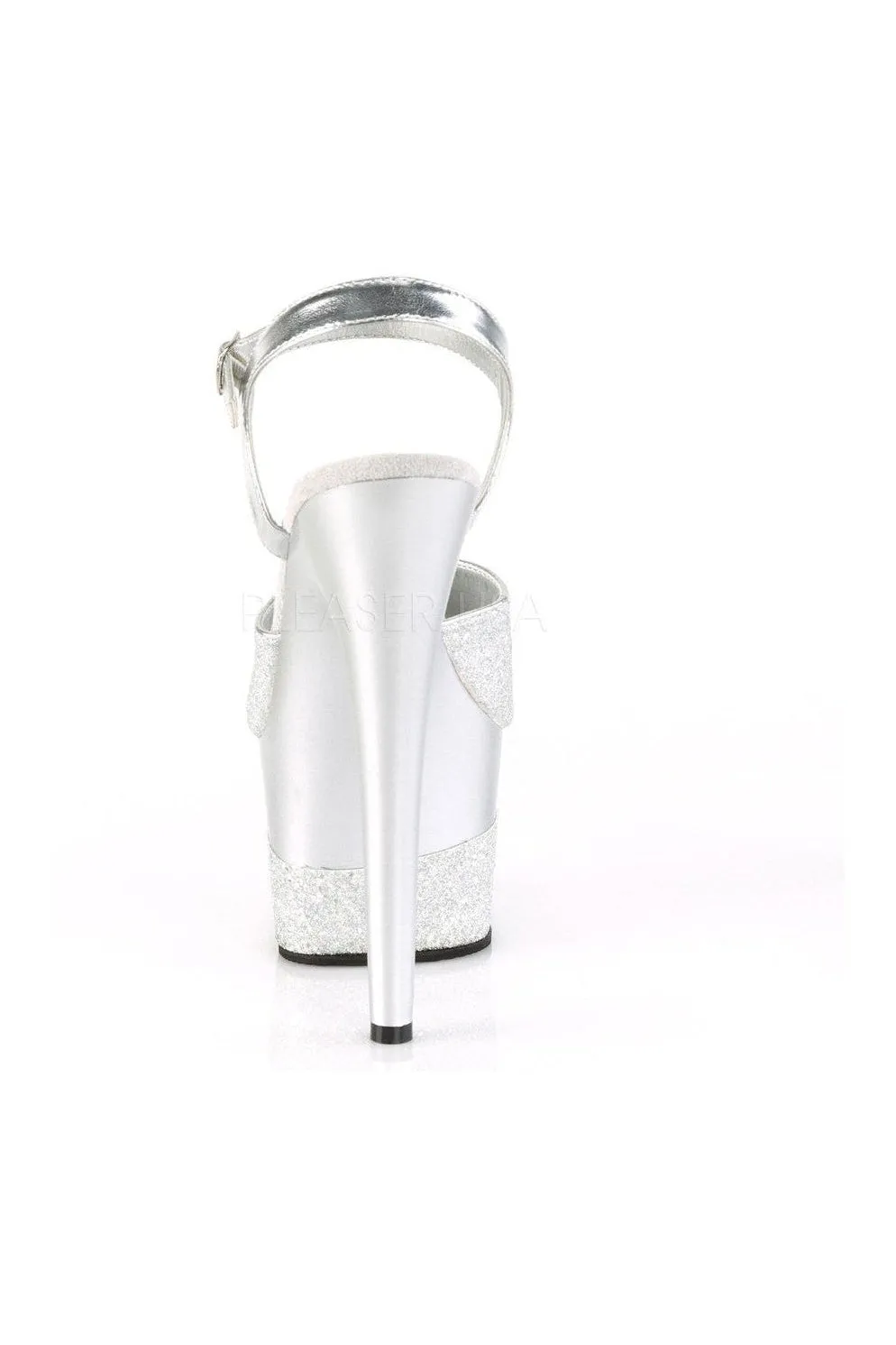 ADORE-709-2G Platform Sandal  | Silver Glitter