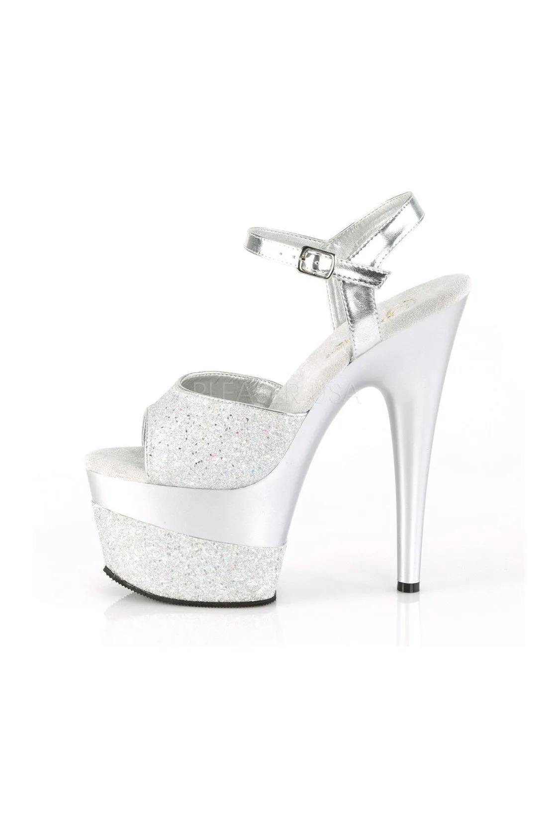 ADORE-709-2G Platform Sandal  | Silver Glitter