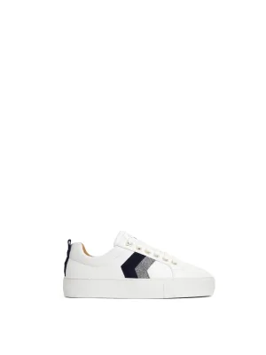 Alexandra Platform - White - Navy & Denim Suede