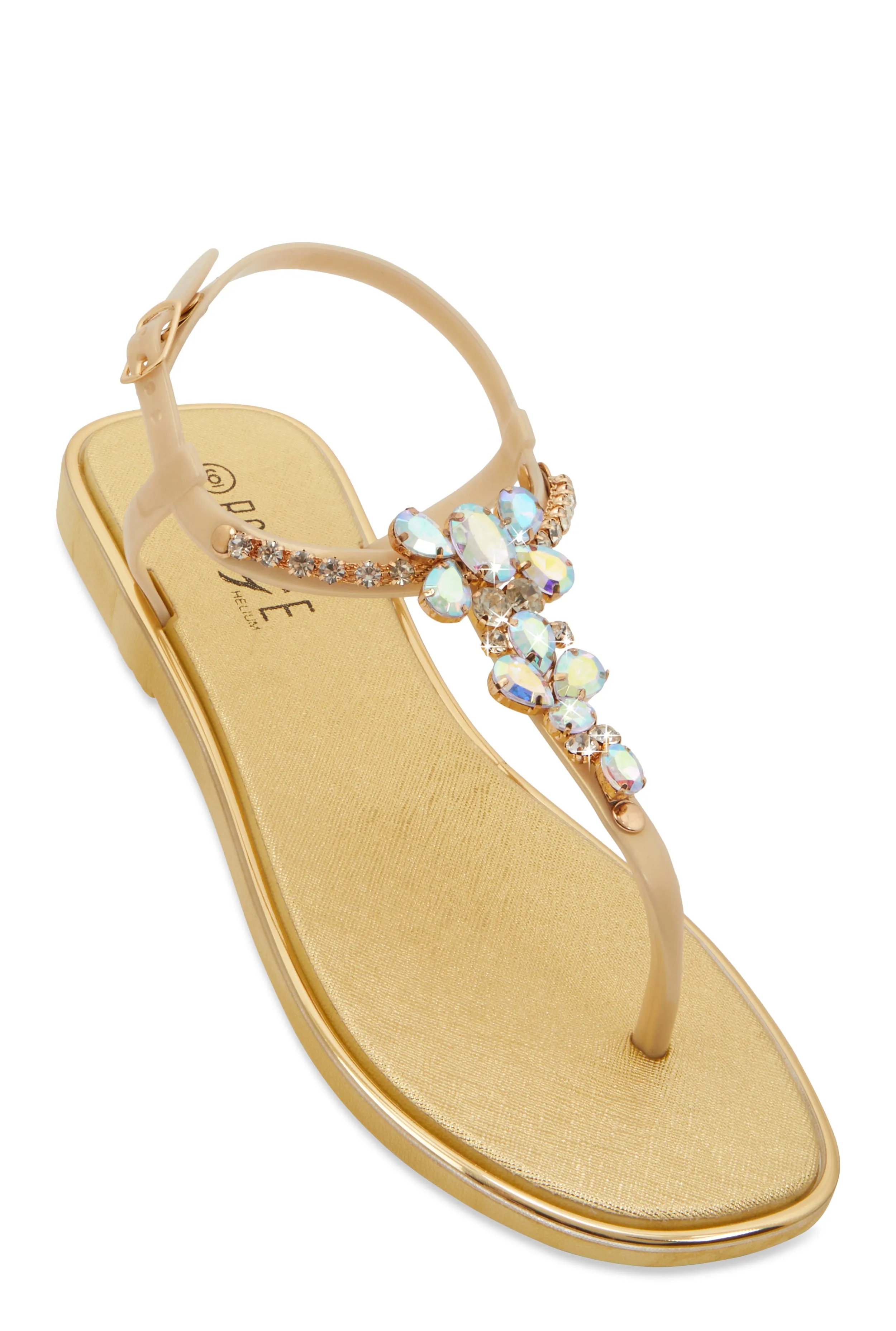 Ankle Strap Gemstone Thong Sandals