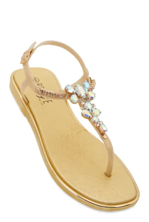 Ankle Strap Gemstone Thong Sandals