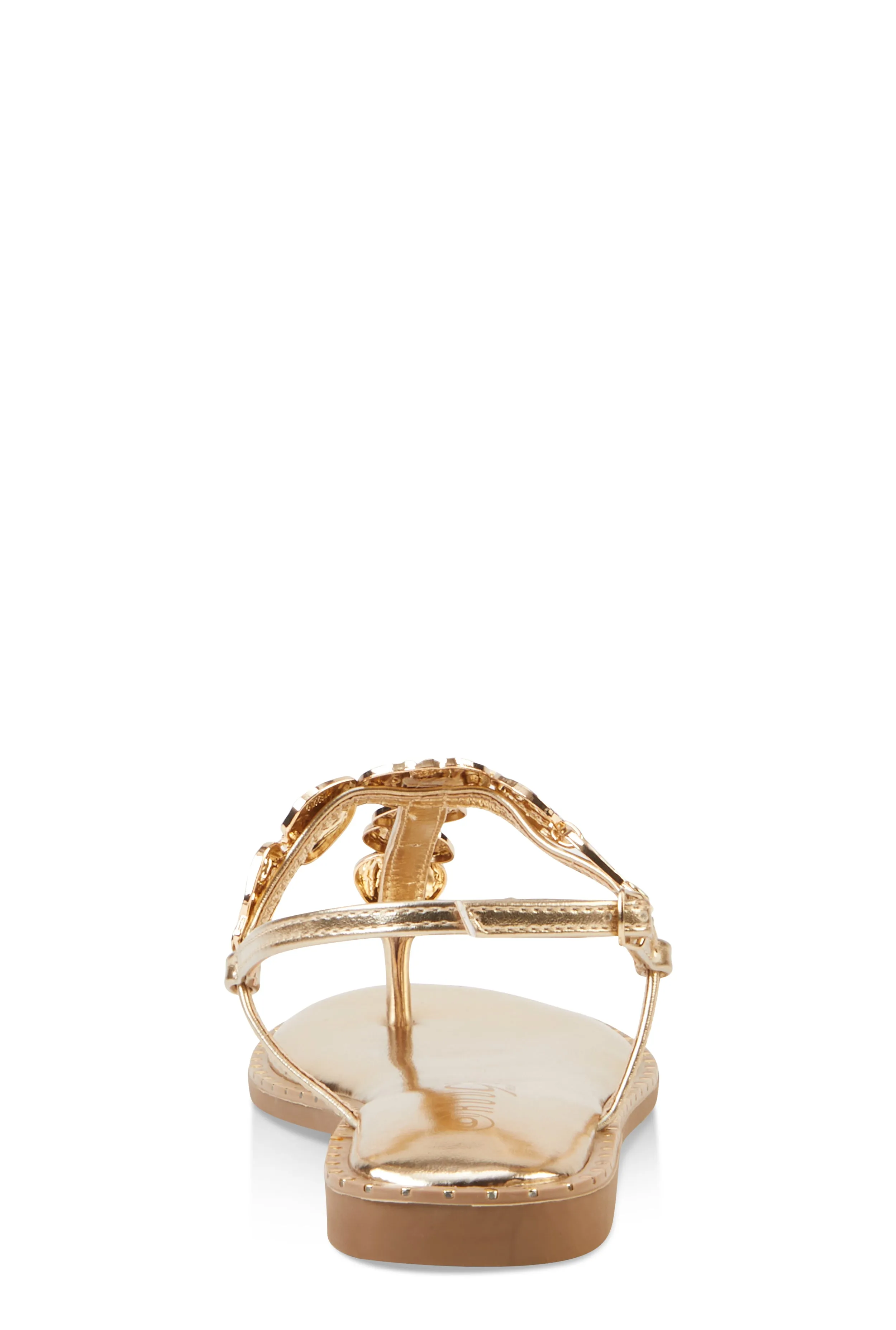 Ankle Strap Metallic Pendant Thong Sandals