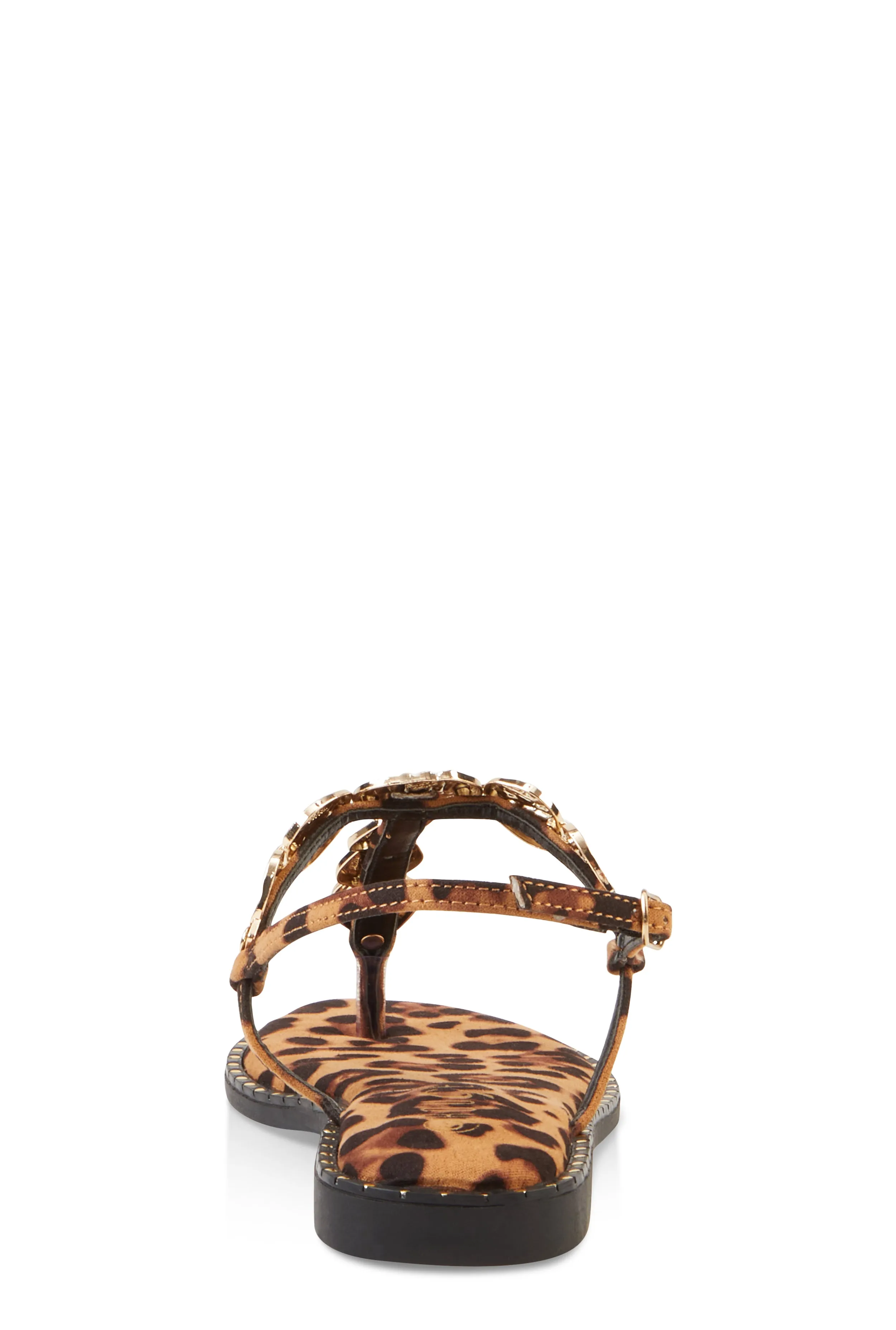 Ankle Strap Metallic Pendant Thong Sandals