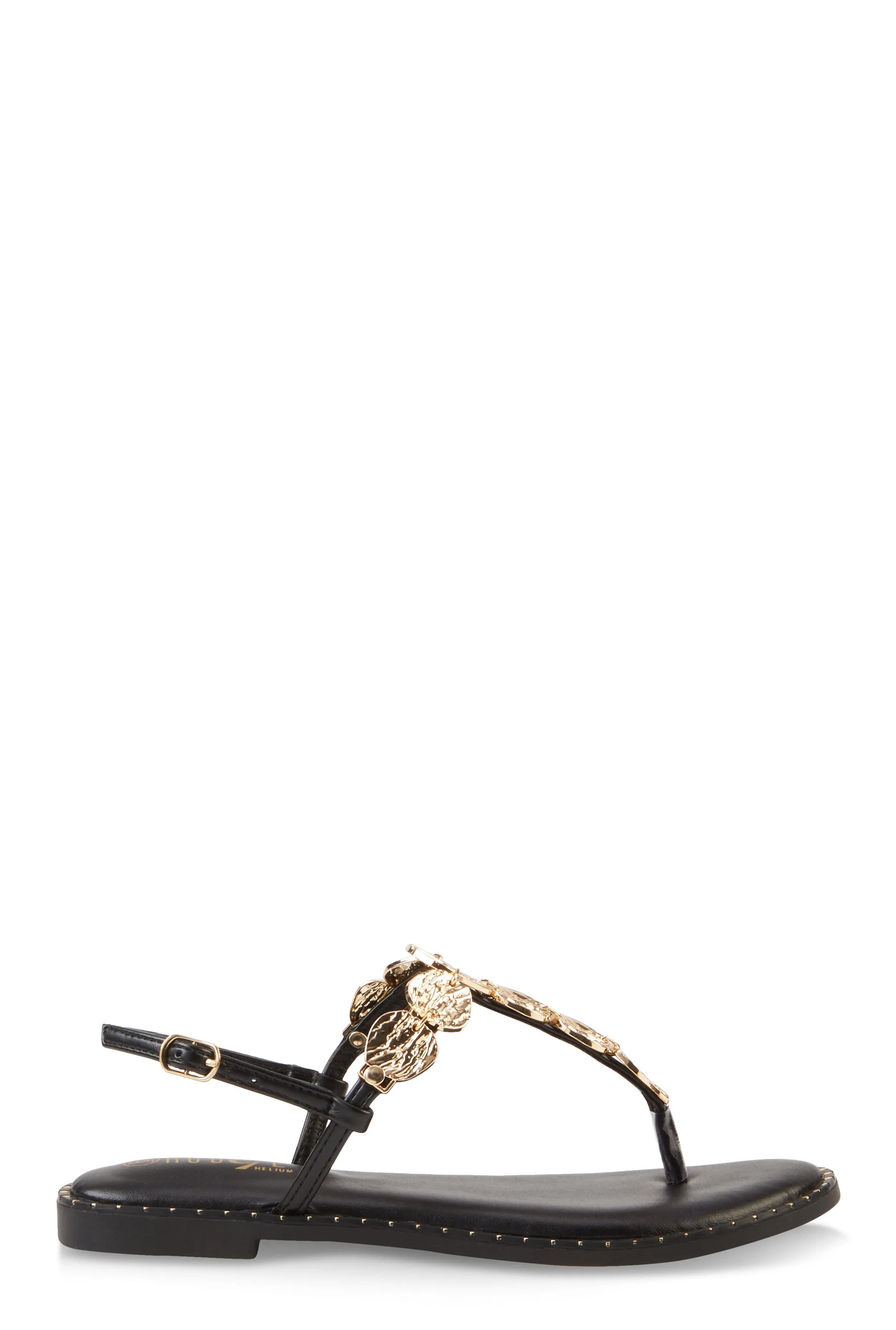 Ankle Strap Metallic Pendant Thong Sandals