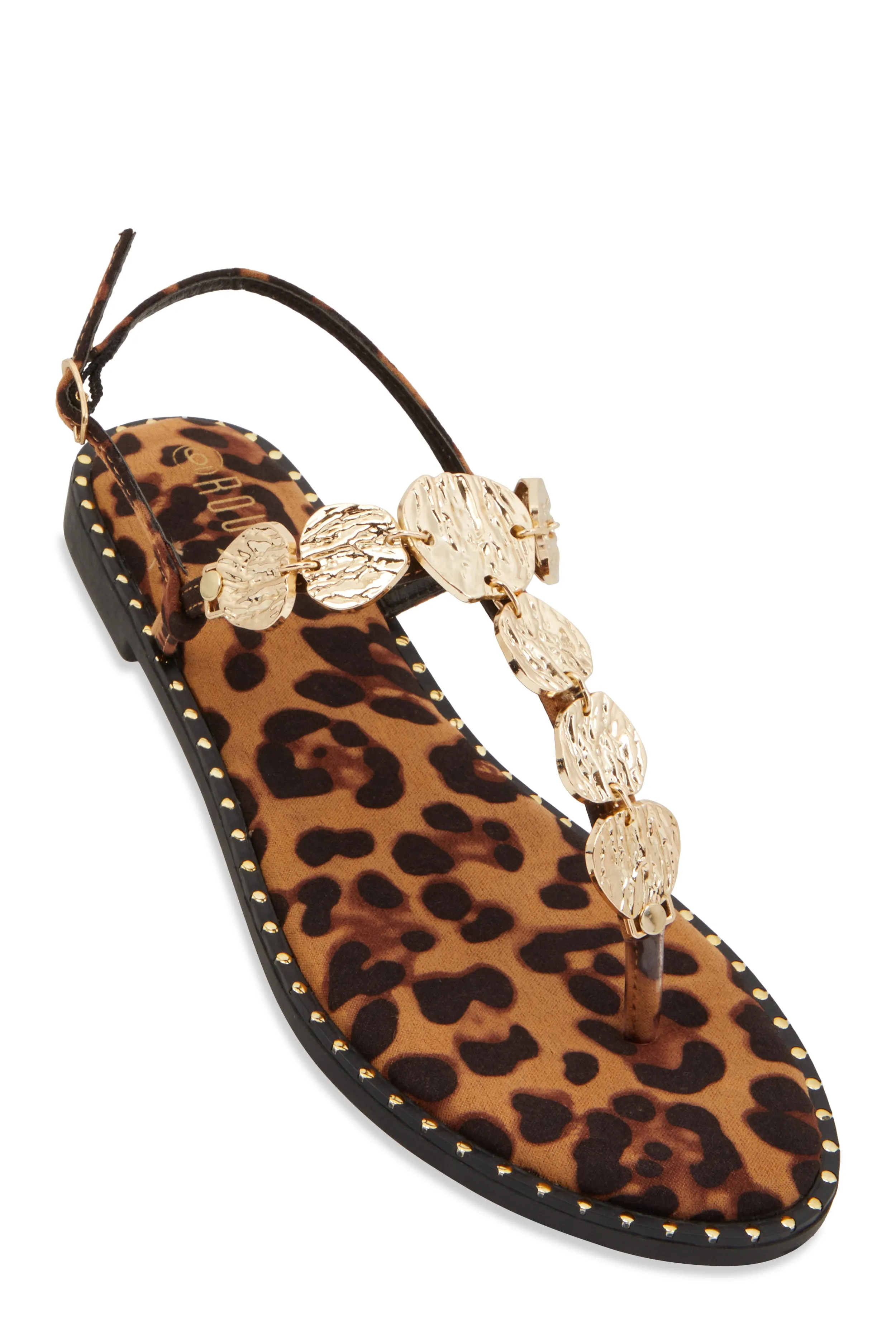 Ankle Strap Metallic Pendant Thong Sandals