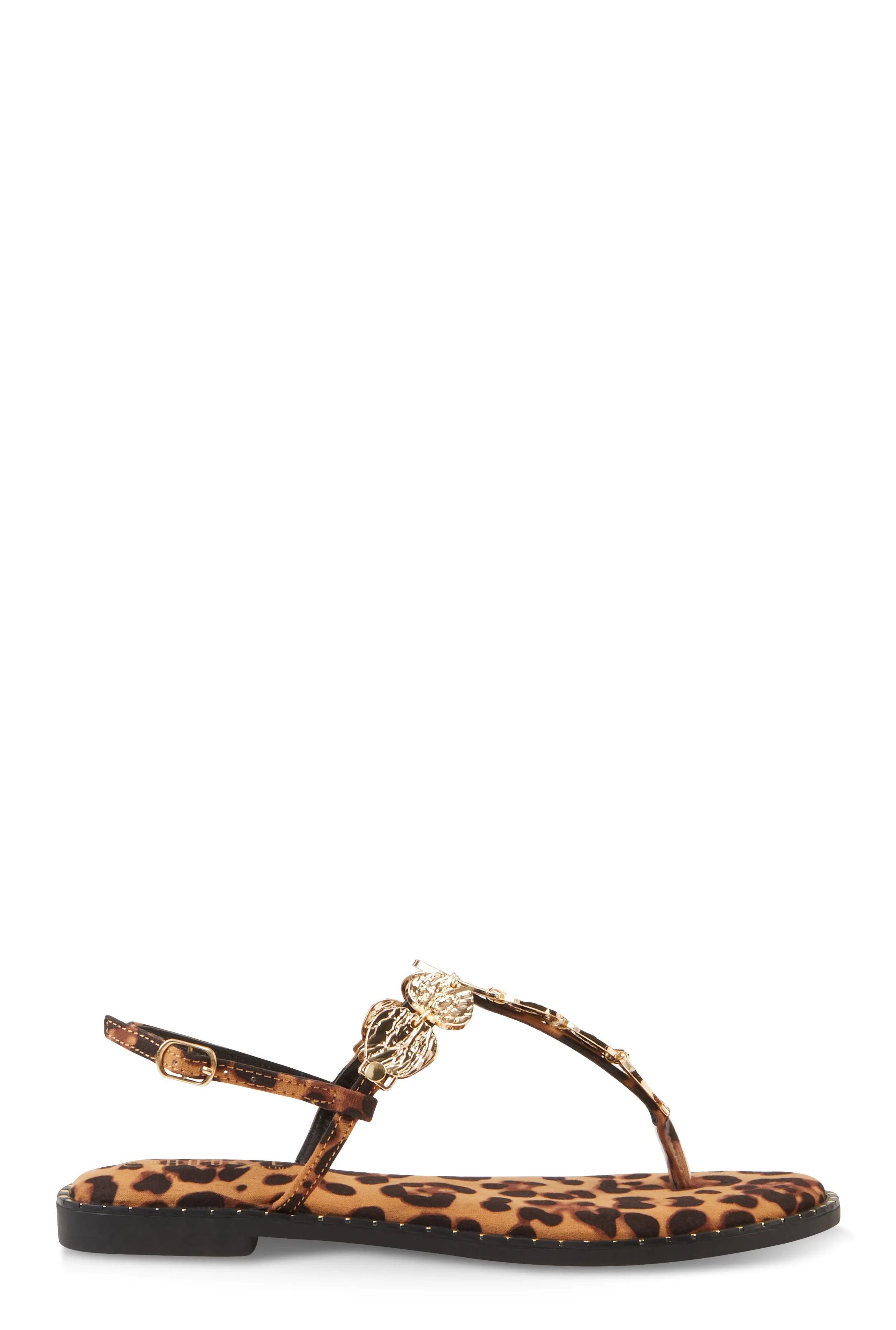 Ankle Strap Metallic Pendant Thong Sandals