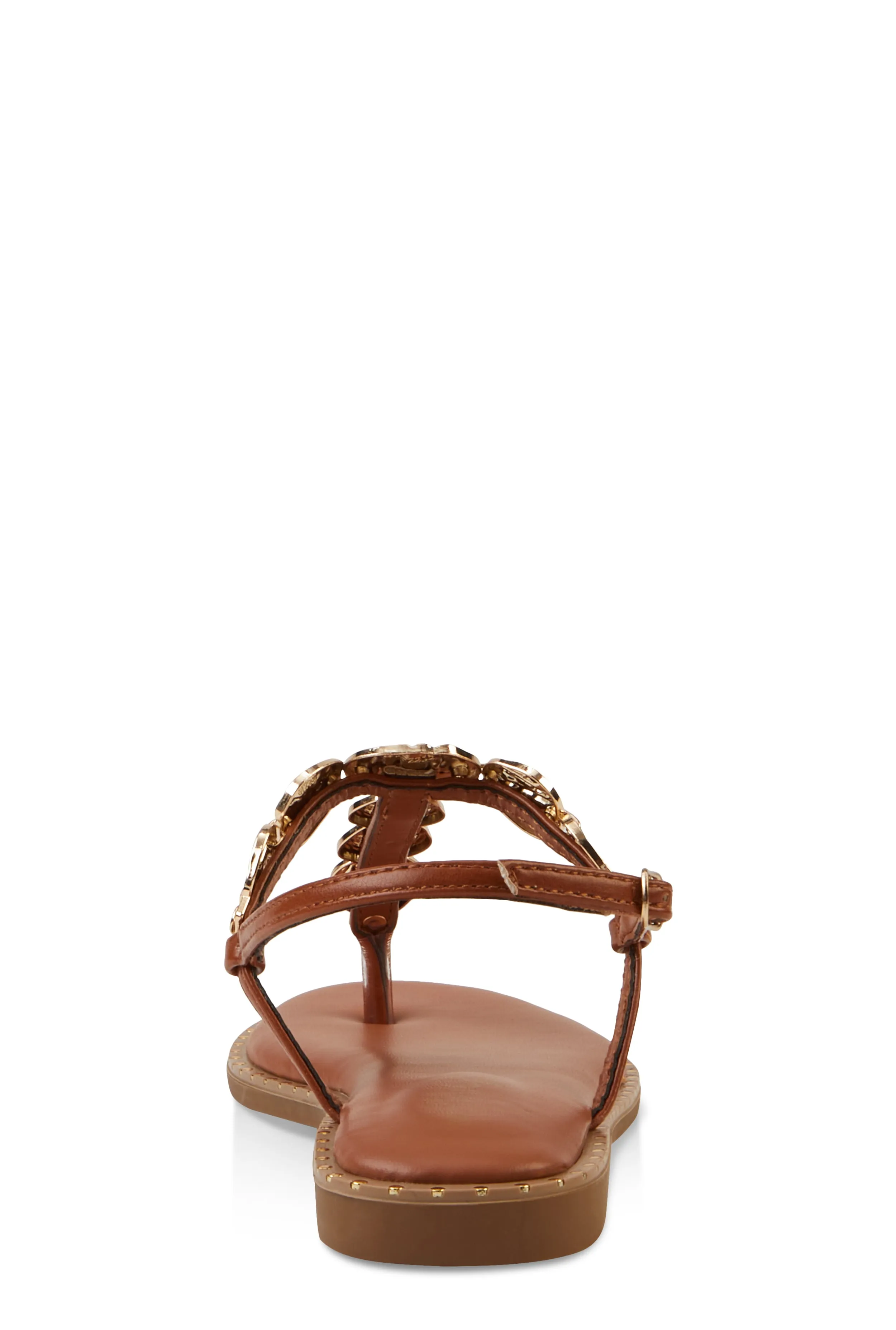 Ankle Strap Metallic Pendant Thong Sandals