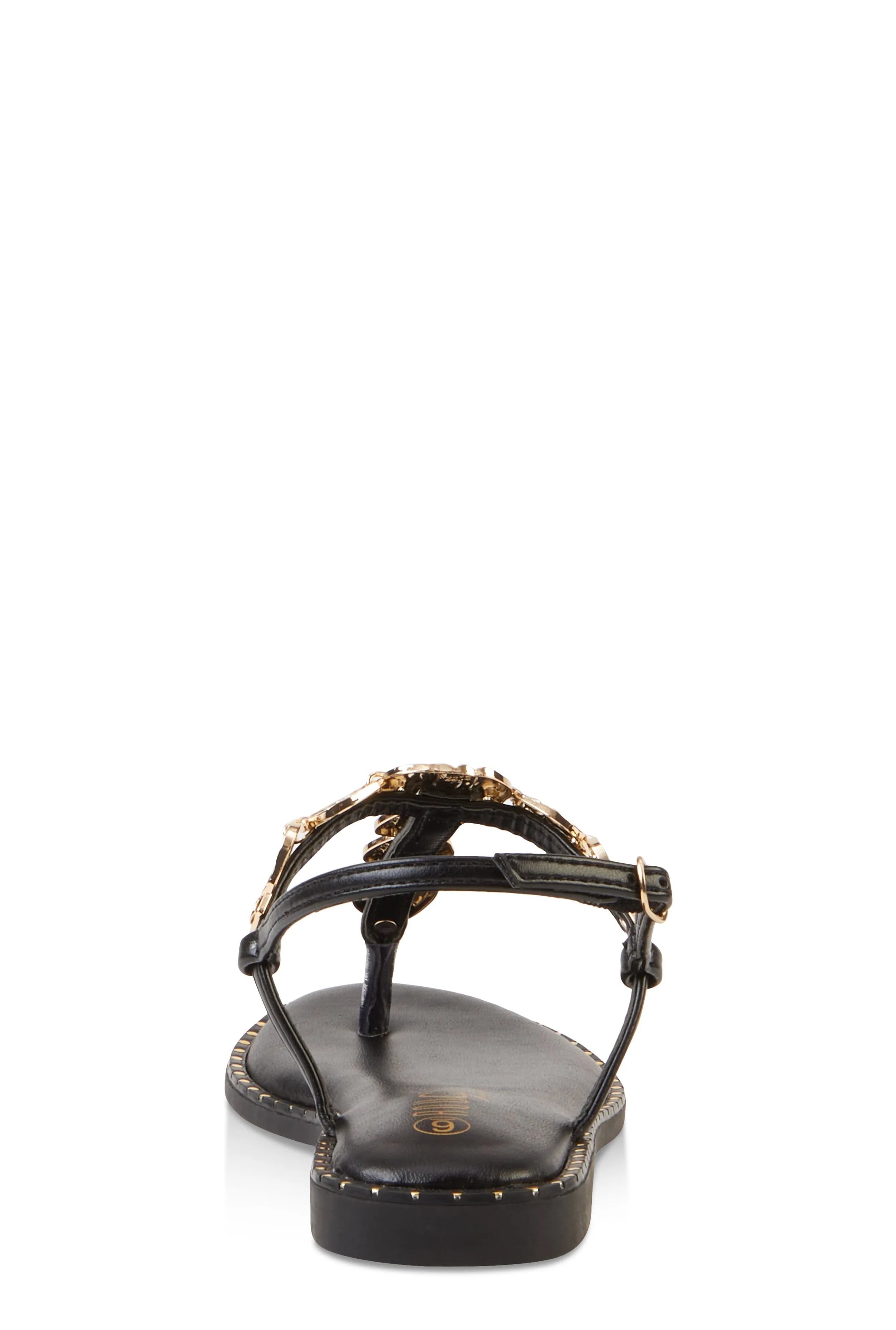 Ankle Strap Metallic Pendant Thong Sandals