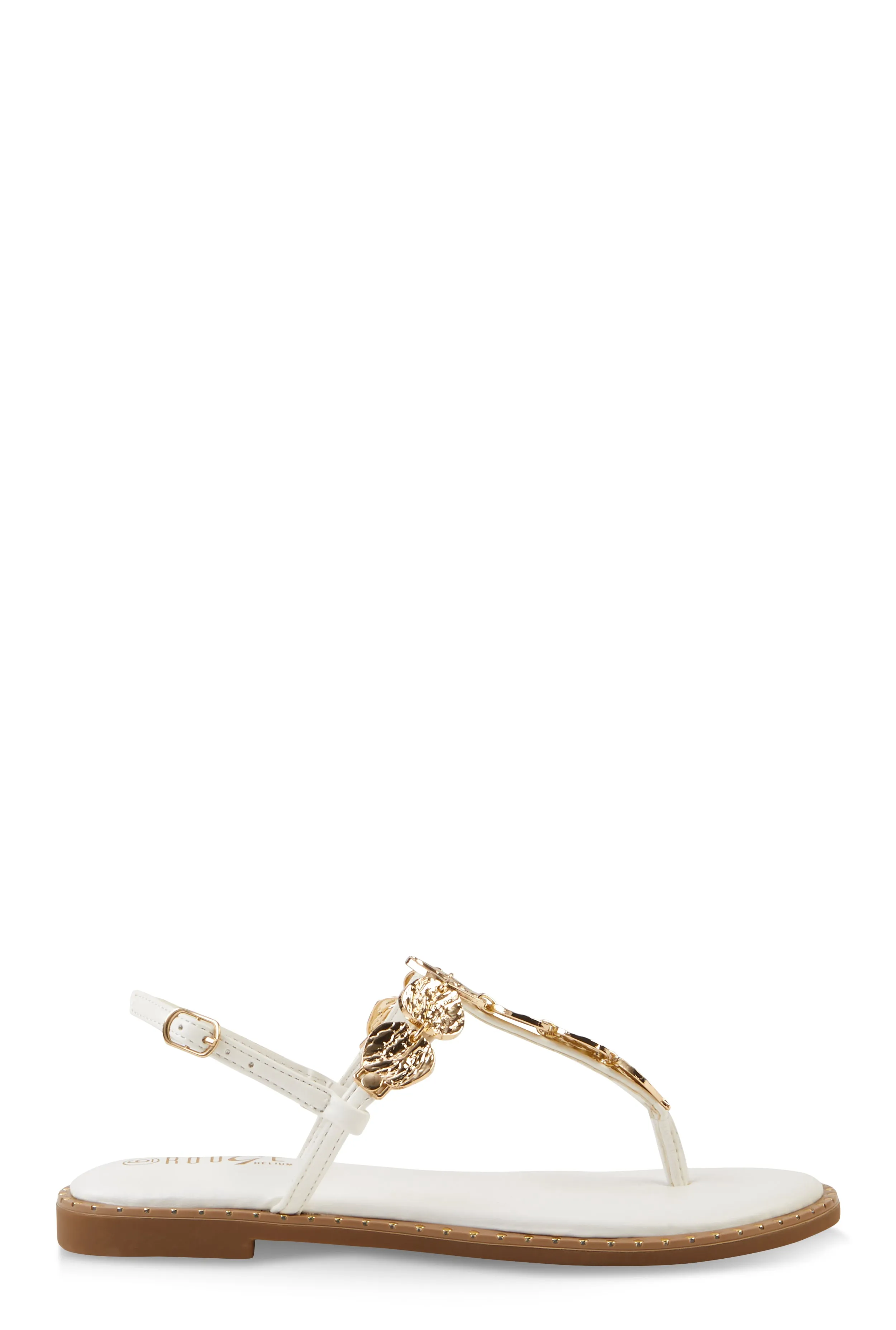 Ankle Strap Metallic Pendant Thong Sandals