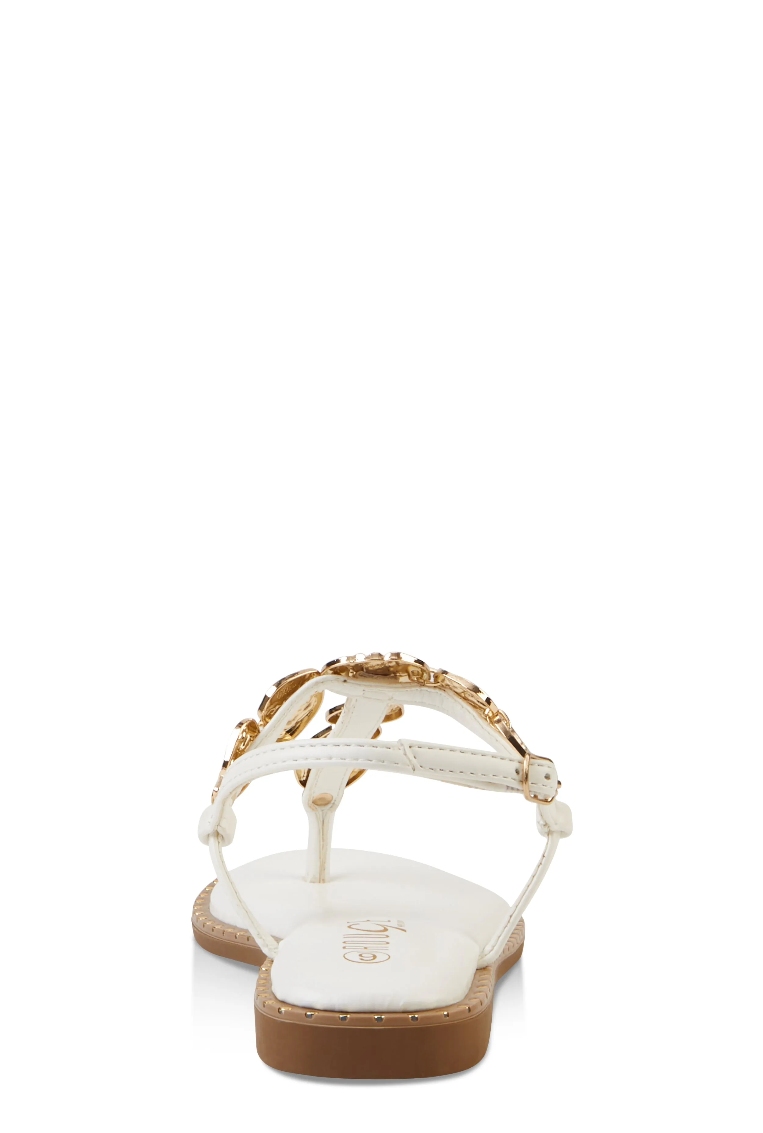 Ankle Strap Metallic Pendant Thong Sandals