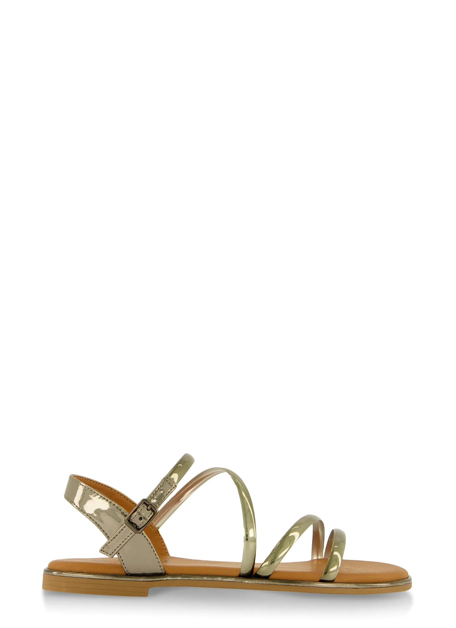 Asymmetrical Metallic Strappy Sandals
