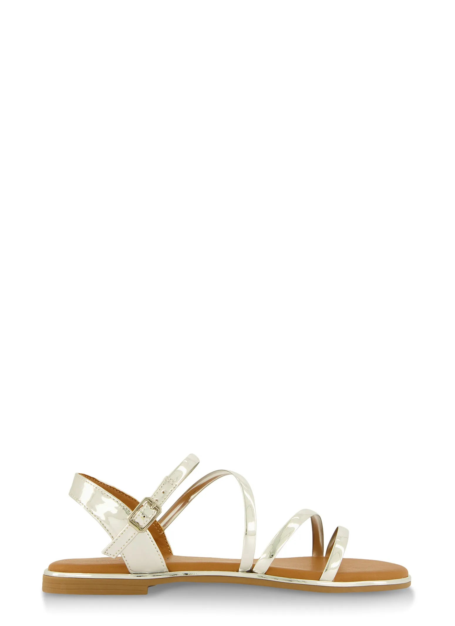 Asymmetrical Metallic Strappy Sandals