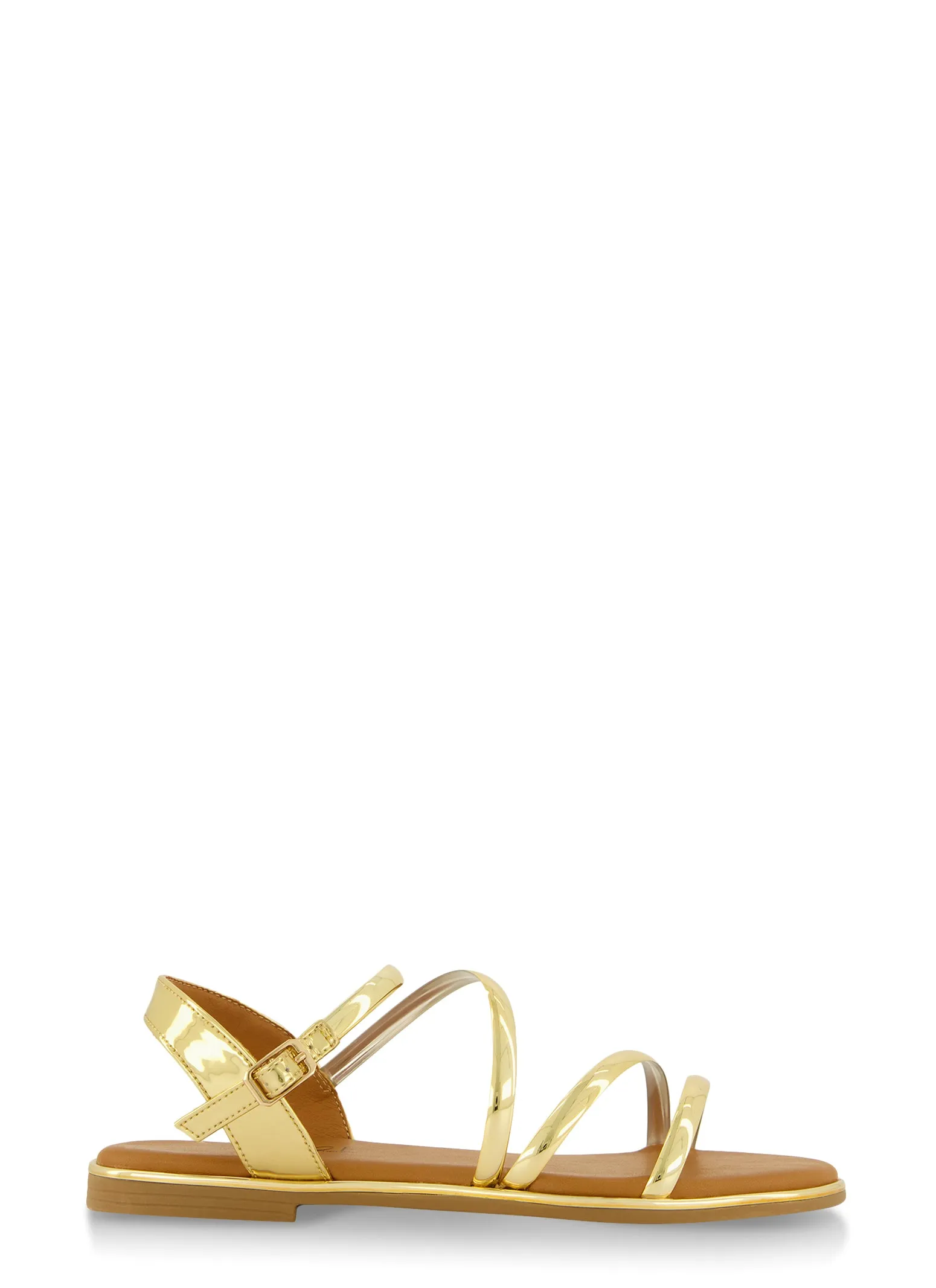 Asymmetrical Metallic Strappy Sandals