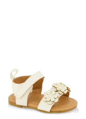 Baby Girls Glitter Flower Band Ankle Strap Sandals