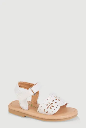 Baby Girls Laser Cut Flower Band Ankle Strap Sandals
