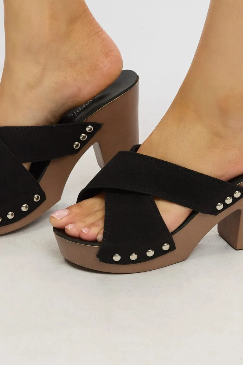 Black Cross Strap Platform Sandals