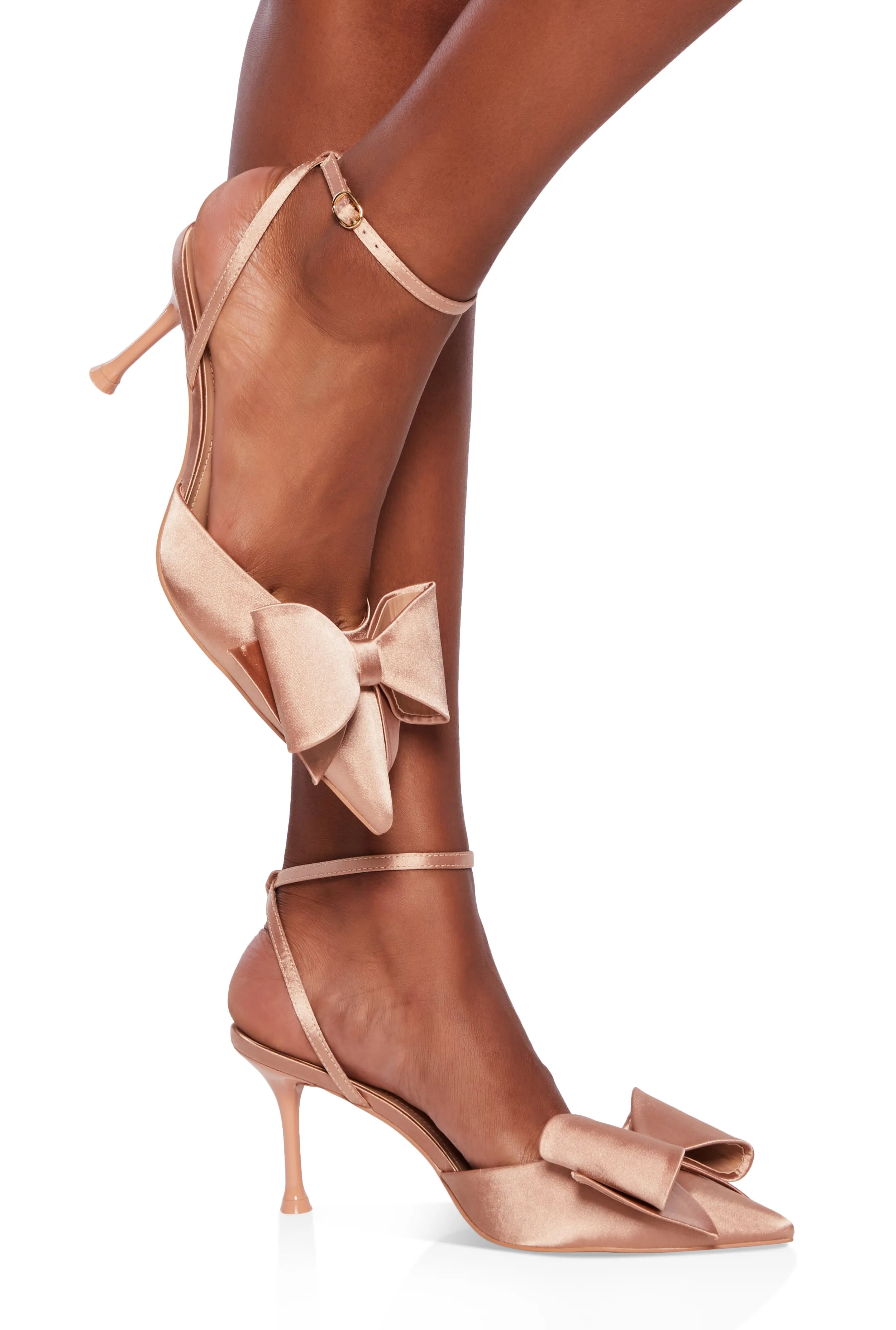 Bow Ankle Strap Pointed Toe Pumps