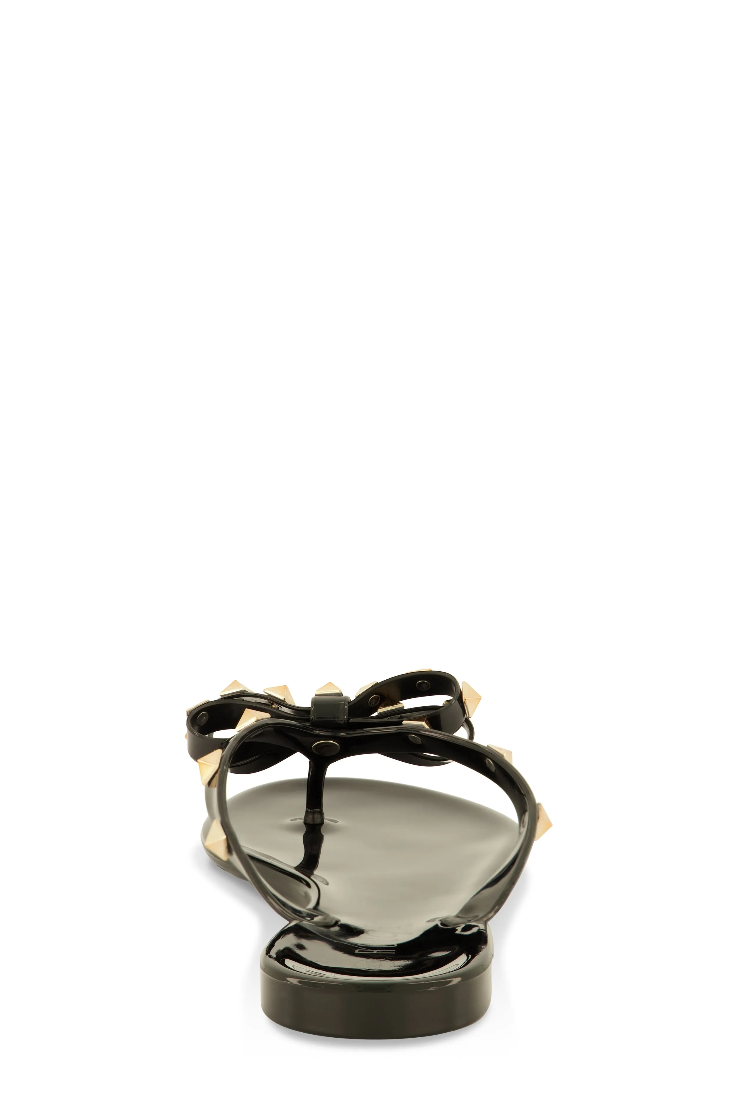 Bow Studded Jelly Thong Slide Sandals