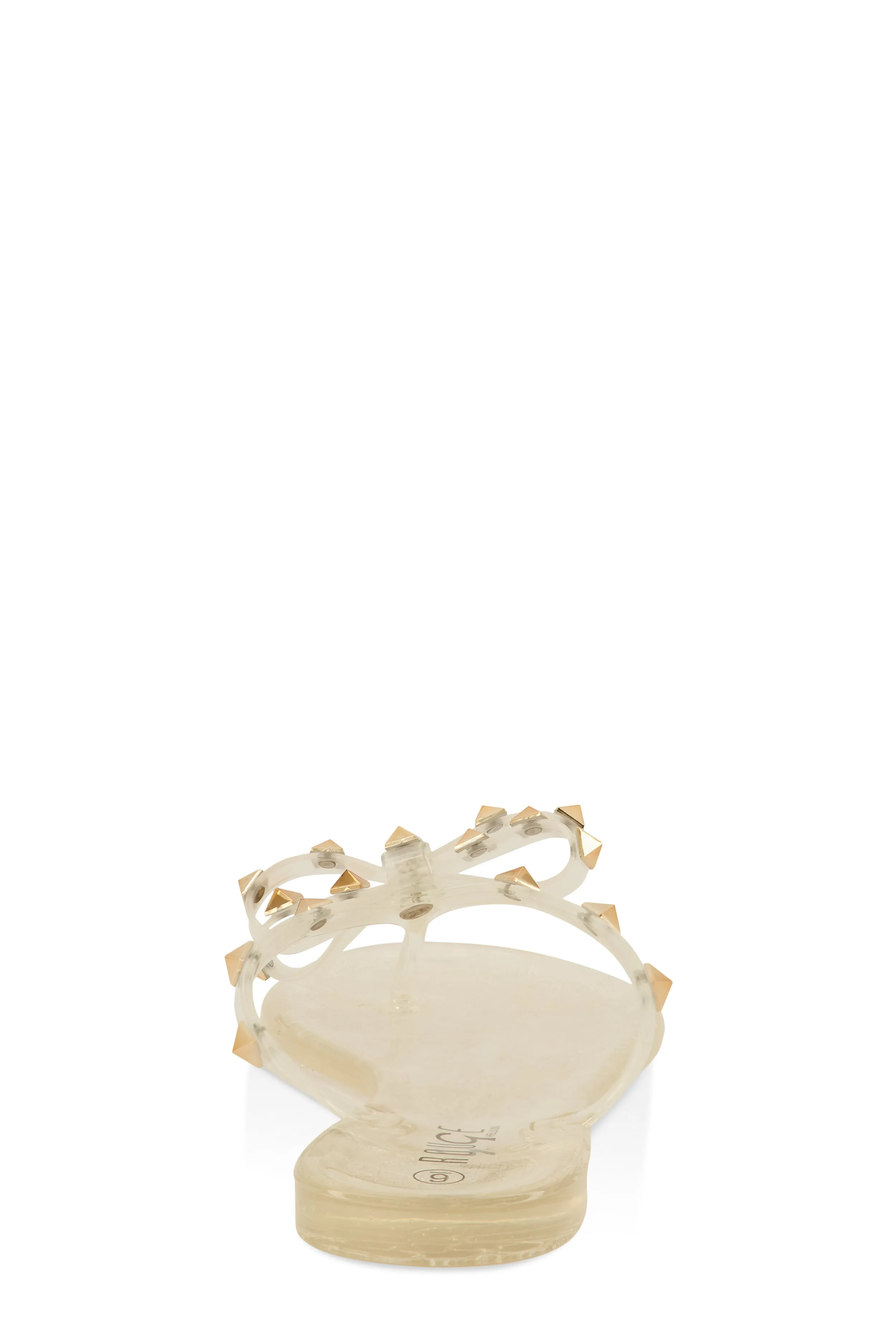 Bow Studded Jelly Thong Slide Sandals