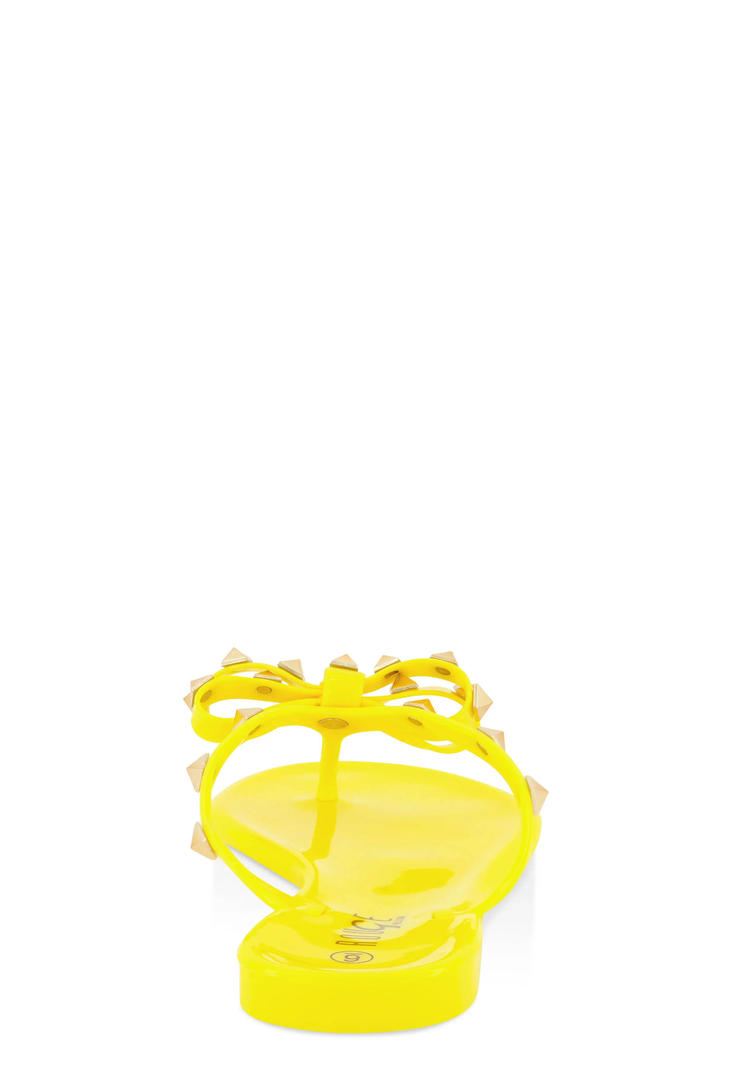 Bow Studded Jelly Thong Slide Sandals