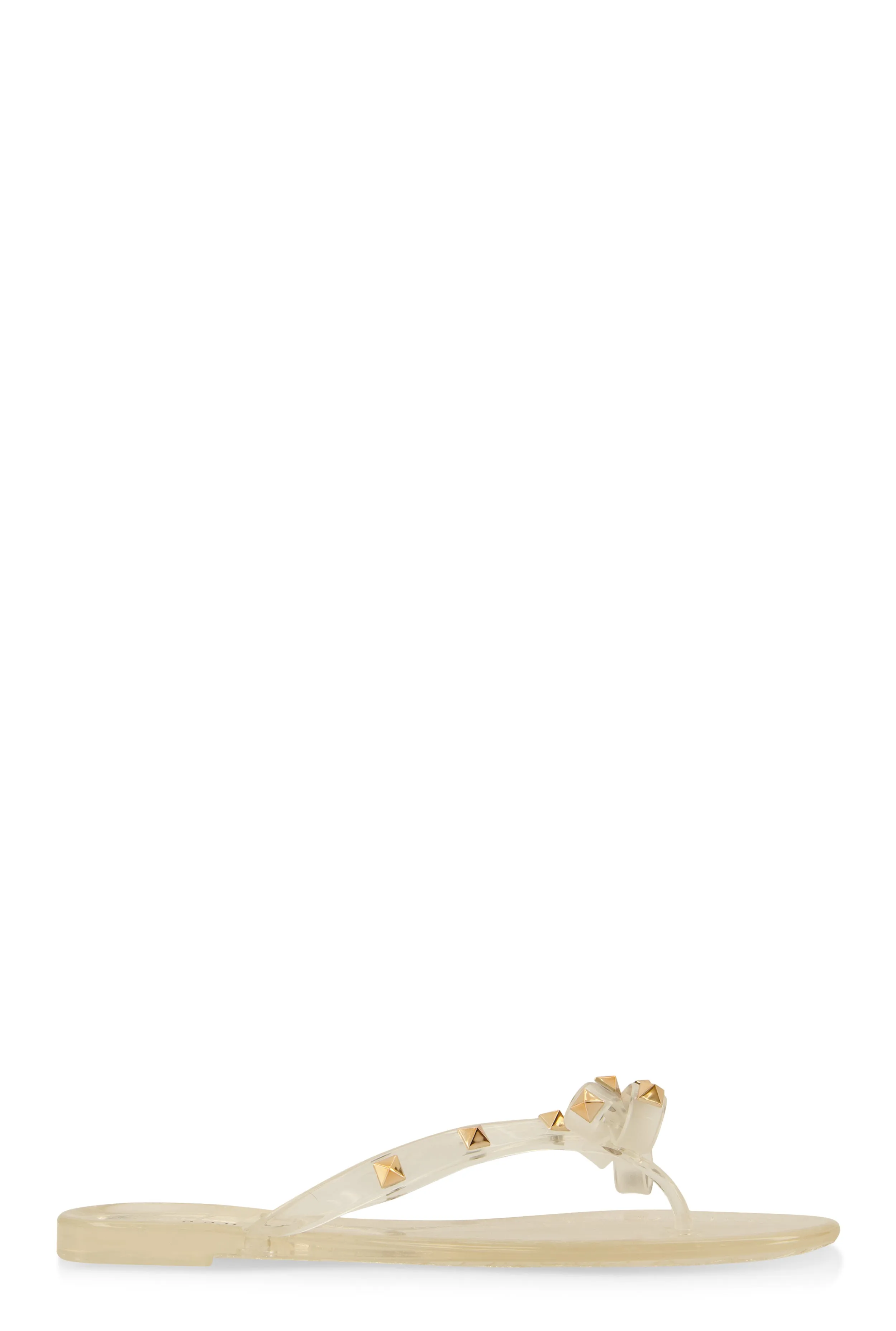 Bow Studded Jelly Thong Slide Sandals