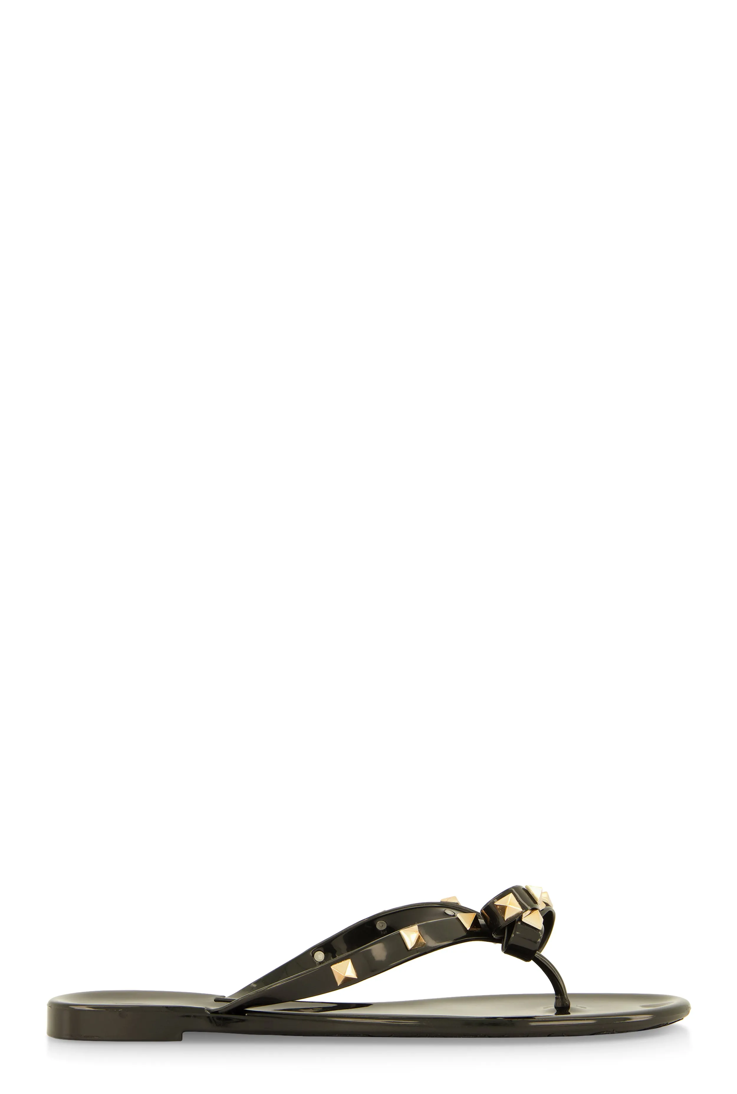 Bow Studded Jelly Thong Slide Sandals