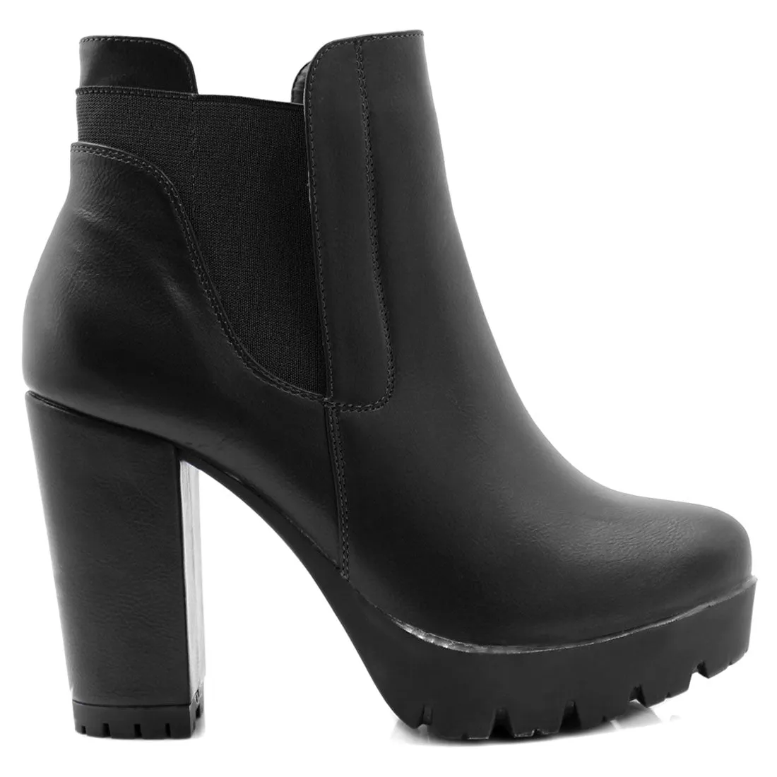 Chunky High Heel Platform Zipper Chelsea Boots