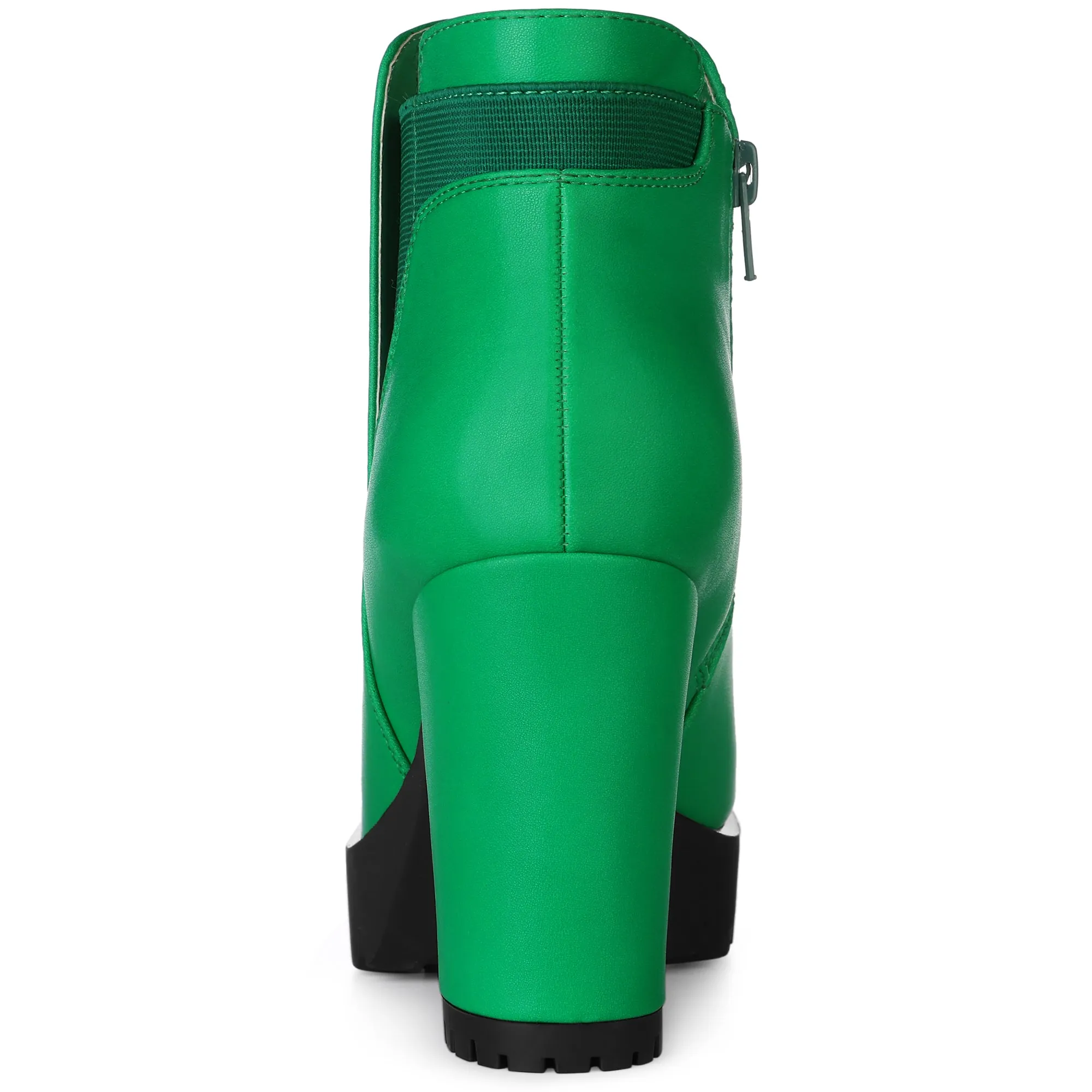 Chunky High Heel Platform Zipper Chelsea Boots