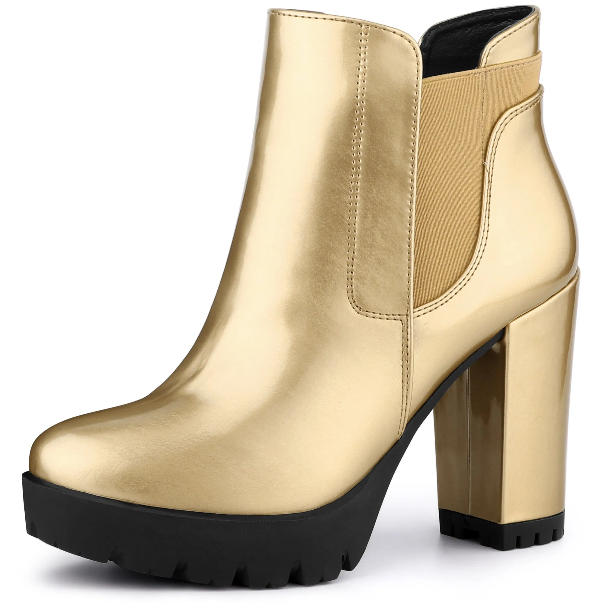 Chunky High Heel Platform Zipper Chelsea Boots