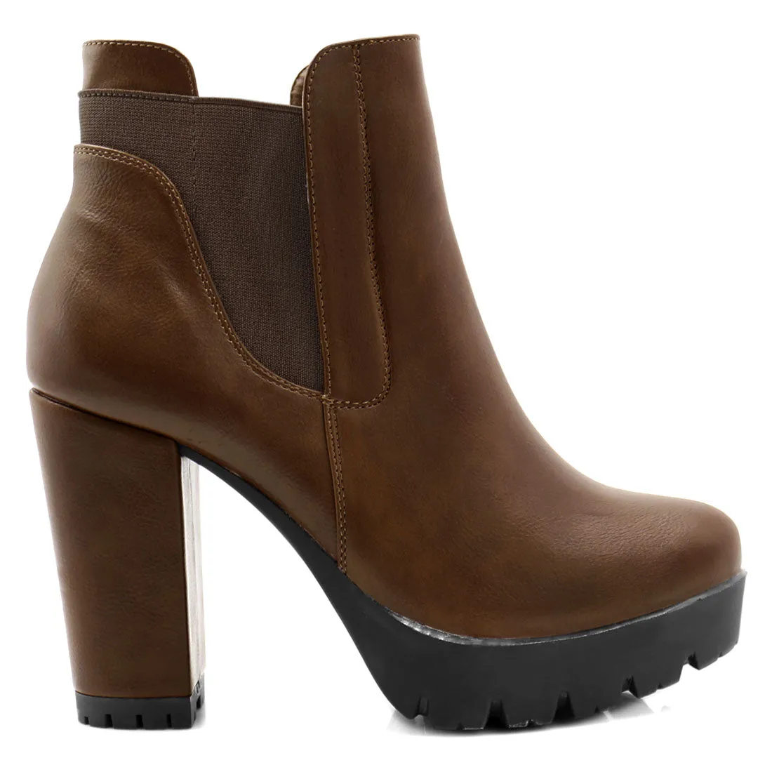 Chunky High Heel Platform Zipper Chelsea Boots