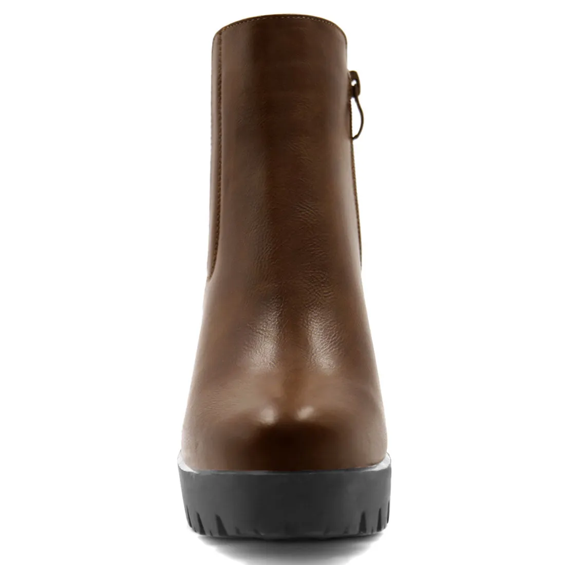 Chunky High Heel Platform Zipper Chelsea Boots