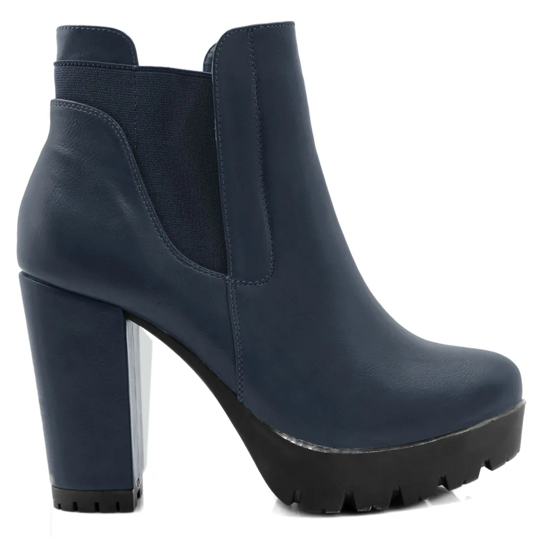 Chunky High Heel Platform Zipper Chelsea Boots
