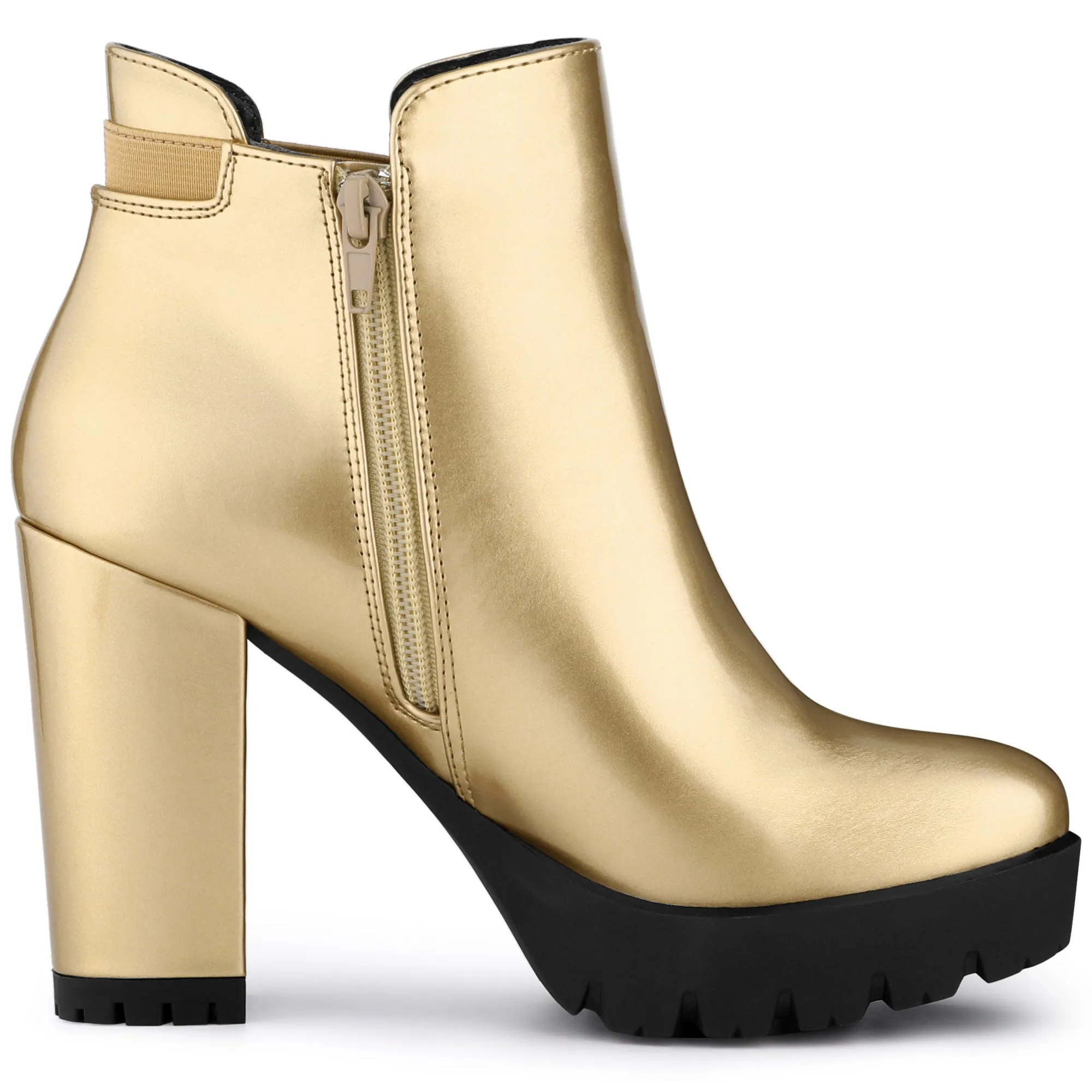 Chunky High Heel Platform Zipper Chelsea Boots