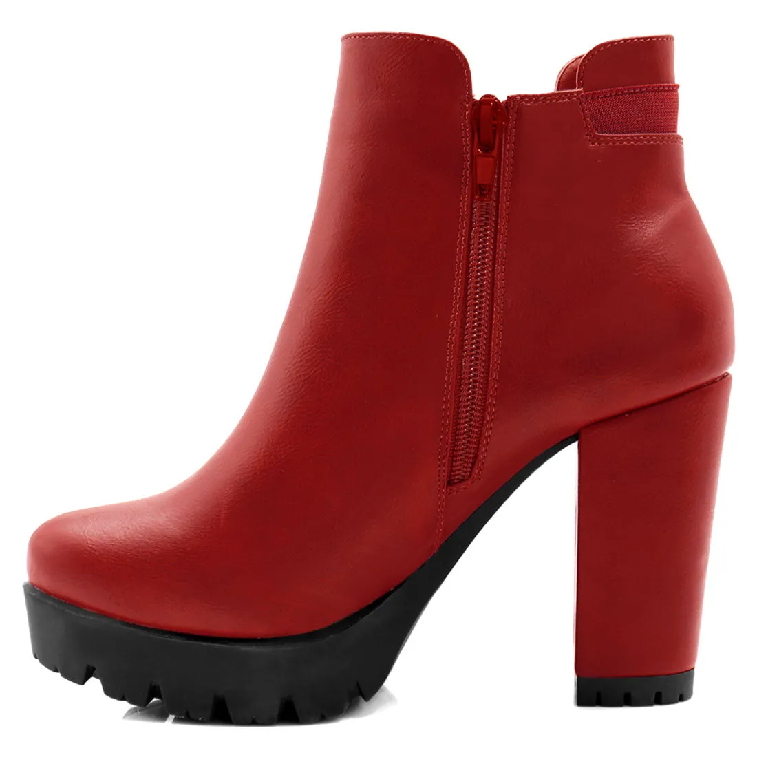 Chunky High Heel Platform Zipper Chelsea Boots