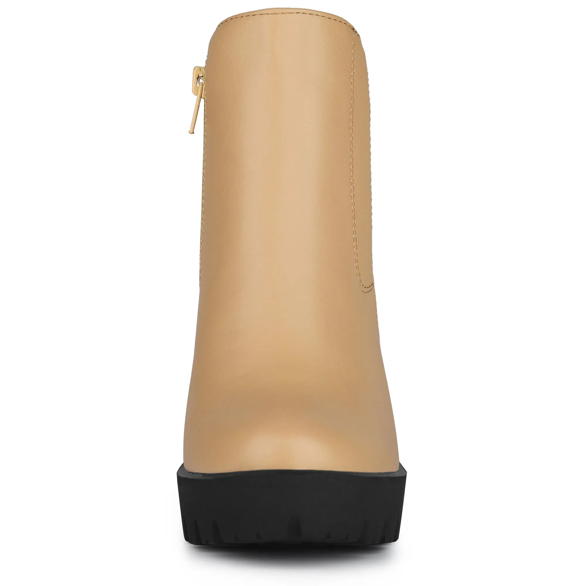 Chunky High Heel Platform Zipper Chelsea Boots