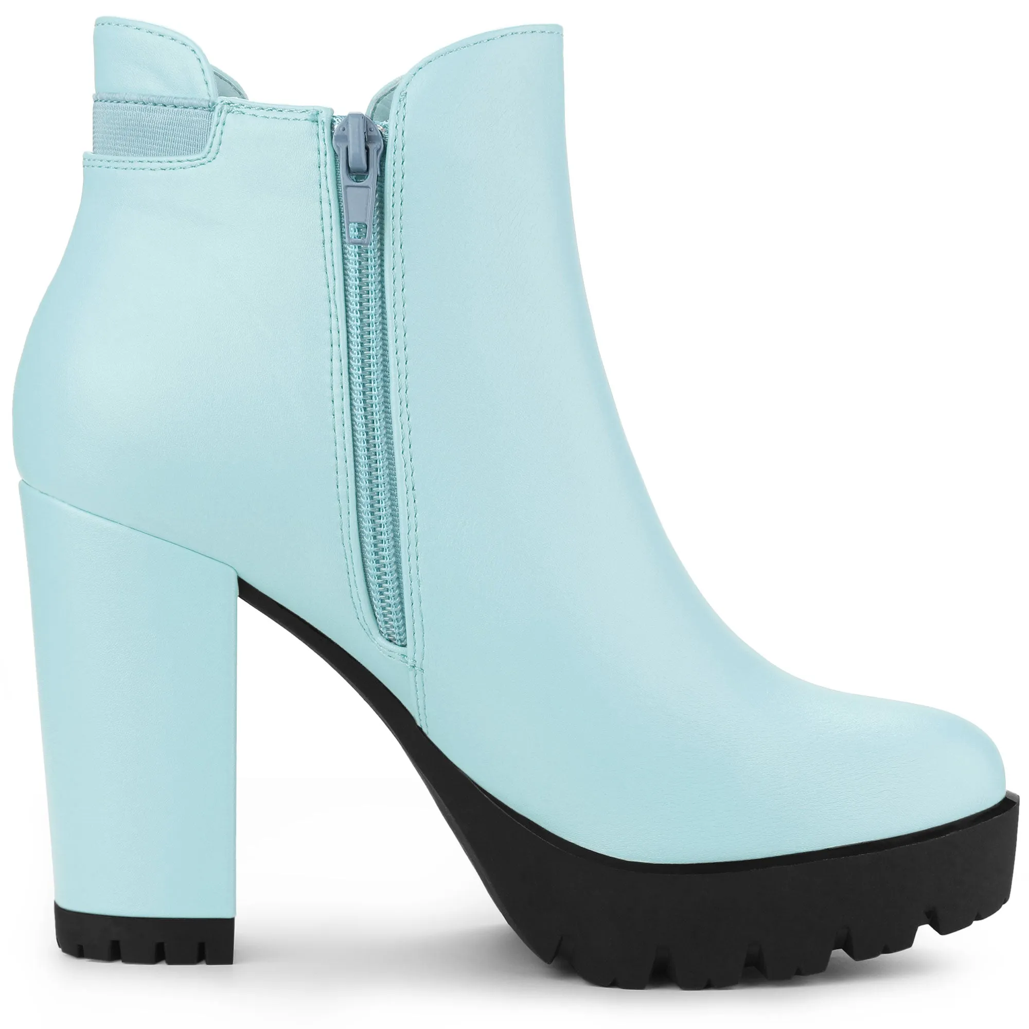Chunky High Heel Platform Zipper Chelsea Boots