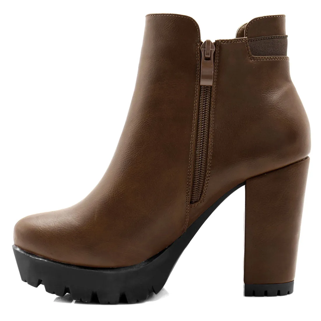 Chunky High Heel Platform Zipper Chelsea Boots
