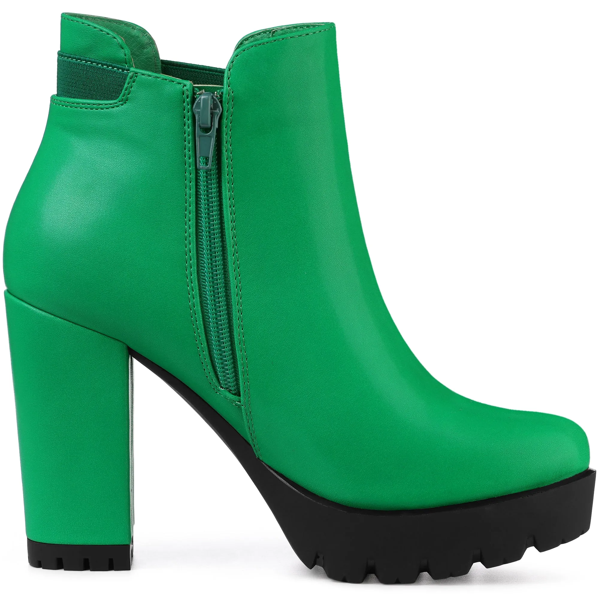 Chunky High Heel Platform Zipper Chelsea Boots