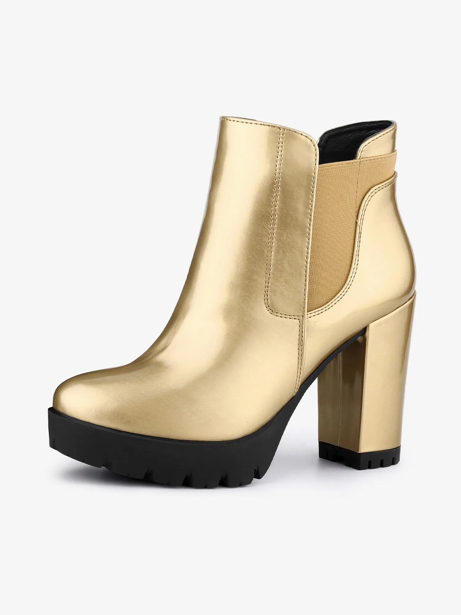 Chunky High Heel Platform Zipper Chelsea Boots