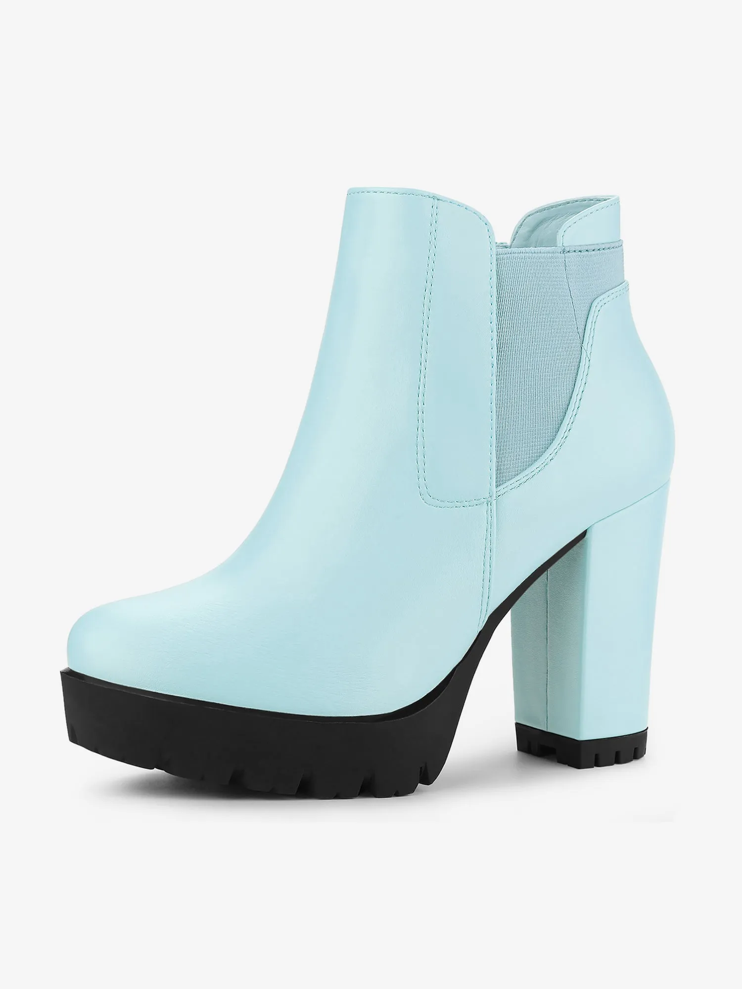 Chunky High Heel Platform Zipper Chelsea Boots