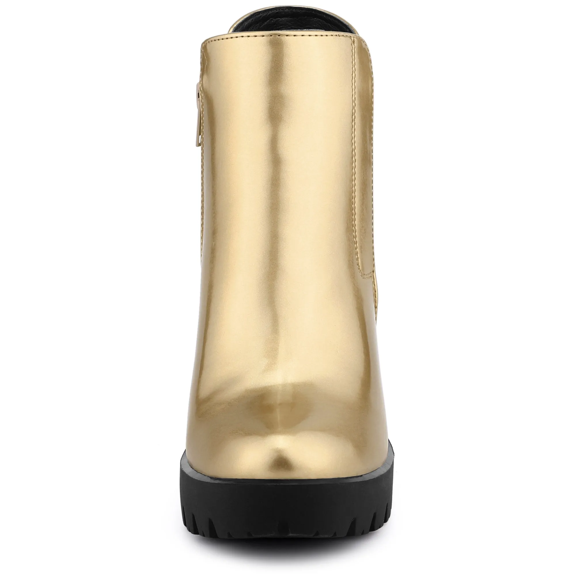 Chunky High Heel Platform Zipper Chelsea Boots