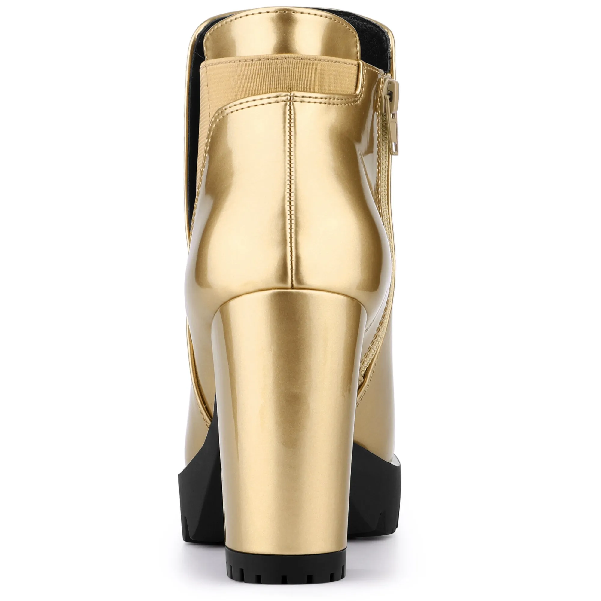 Chunky High Heel Platform Zipper Chelsea Boots