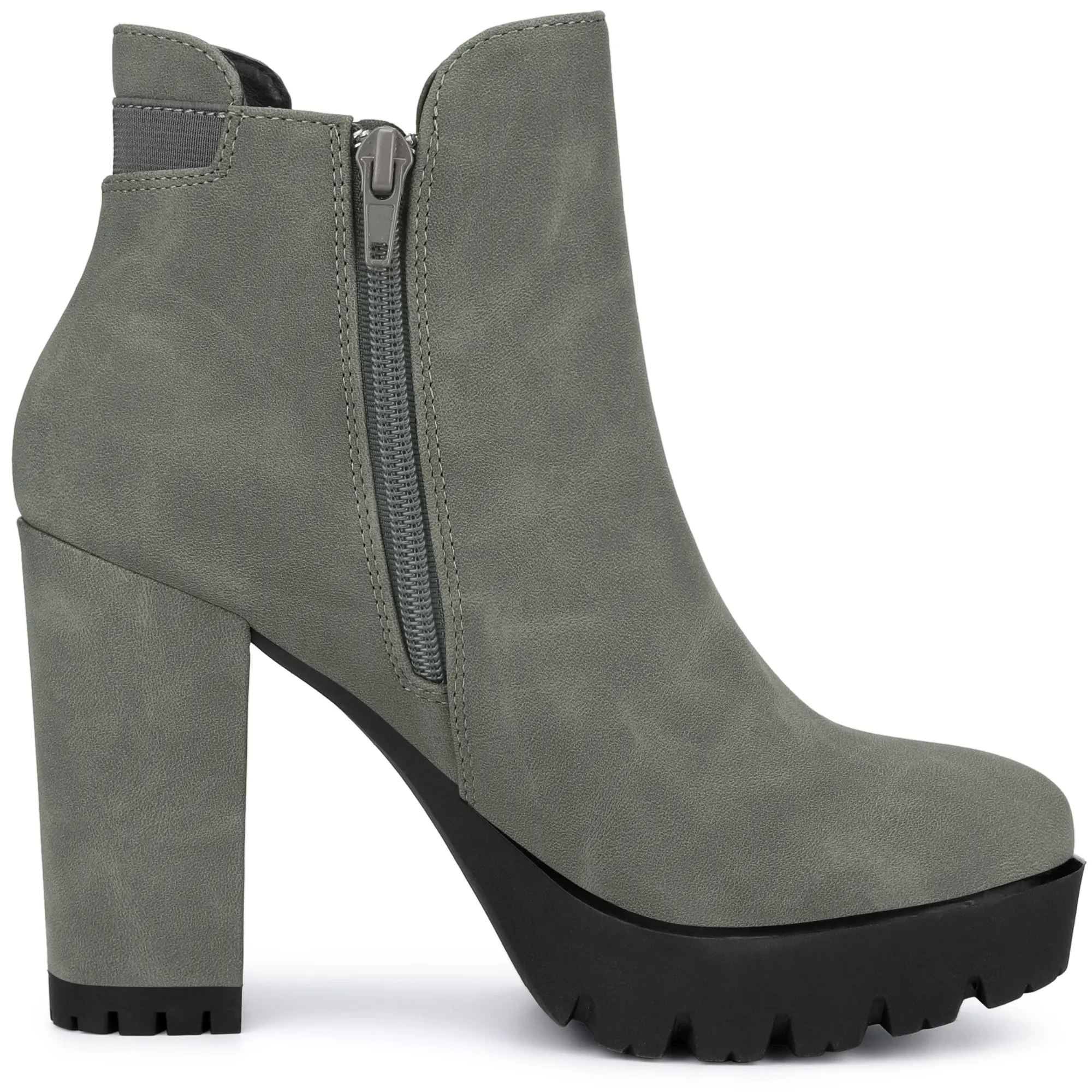 Chunky High Heel Platform Zipper Chelsea Boots