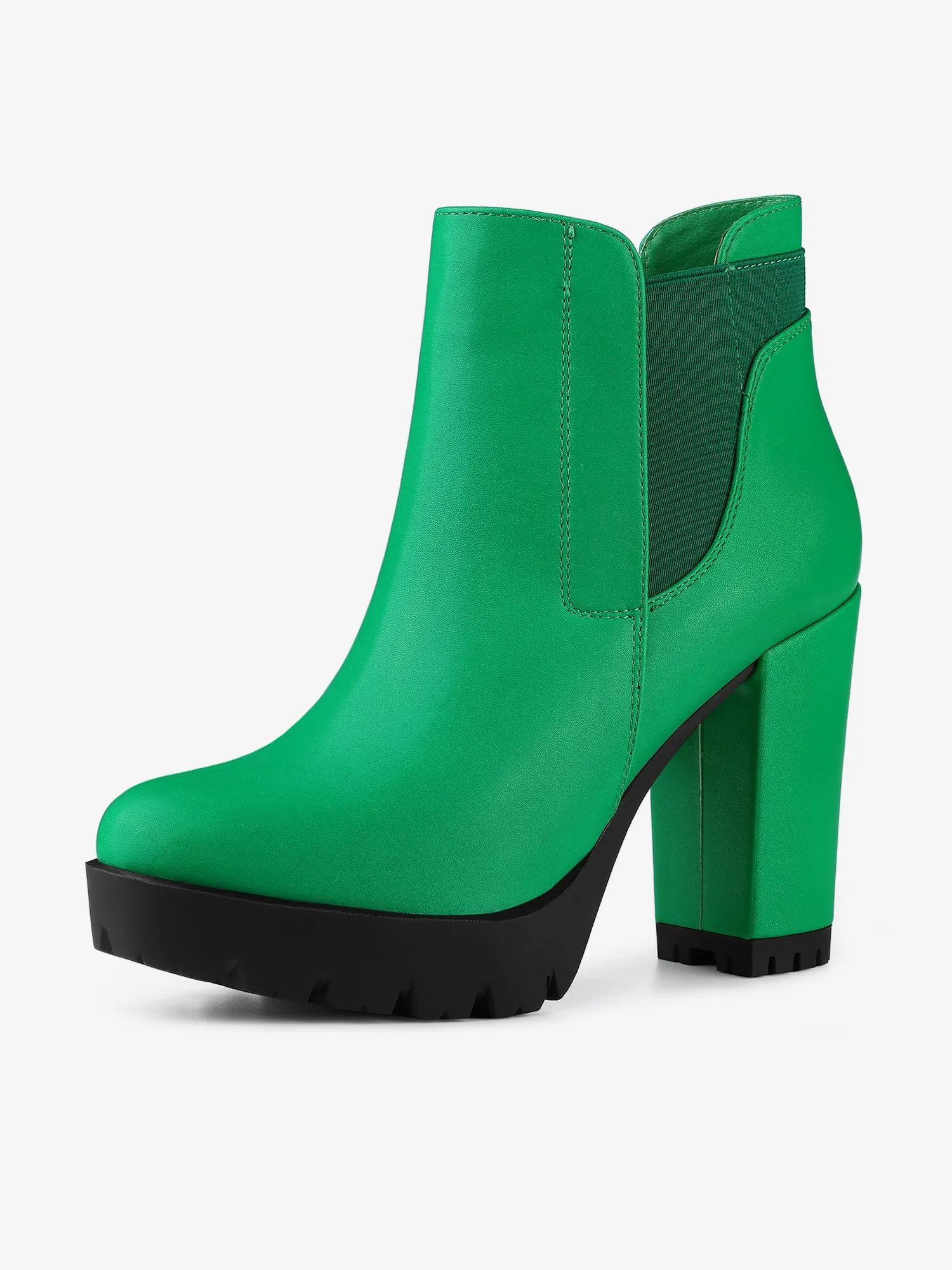 Chunky High Heel Platform Zipper Chelsea Boots