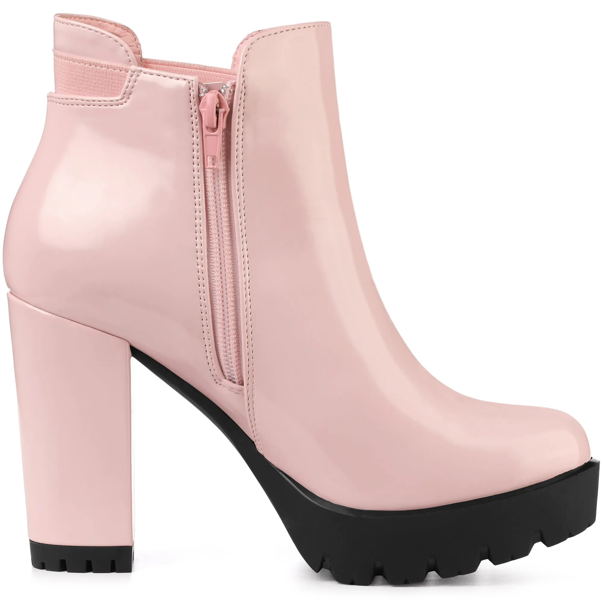 Chunky High Heel Platform Zipper Chelsea Boots