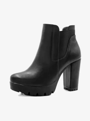 Chunky High Heel Platform Zipper Chelsea Boots