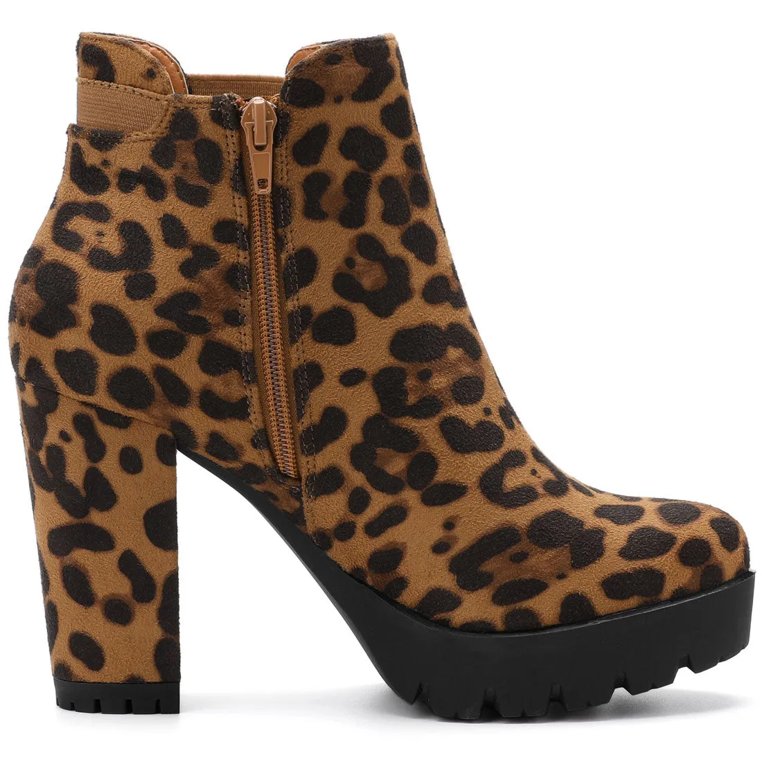 Chunky High Heel Platform Zipper Chelsea Boots