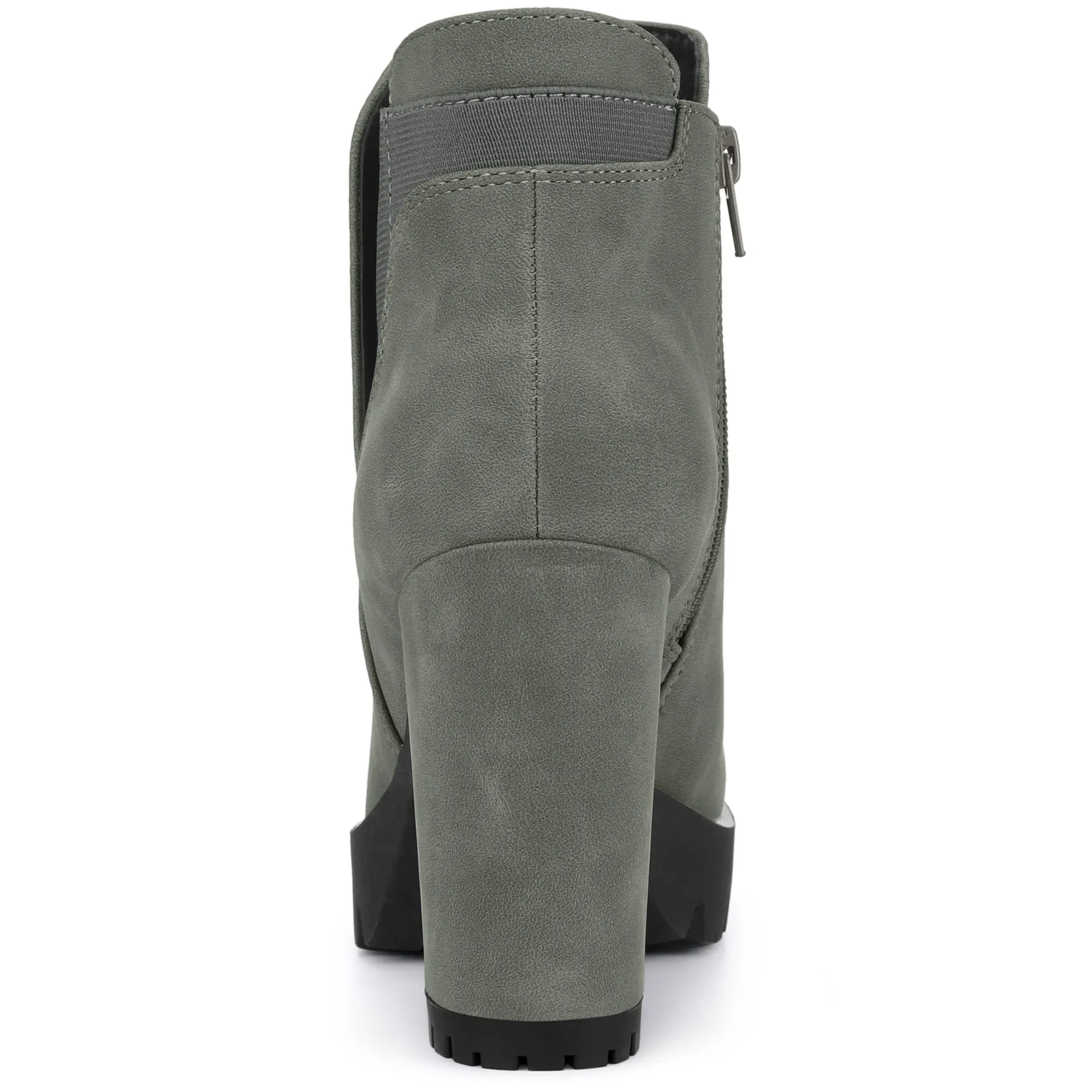 Chunky High Heel Platform Zipper Chelsea Boots